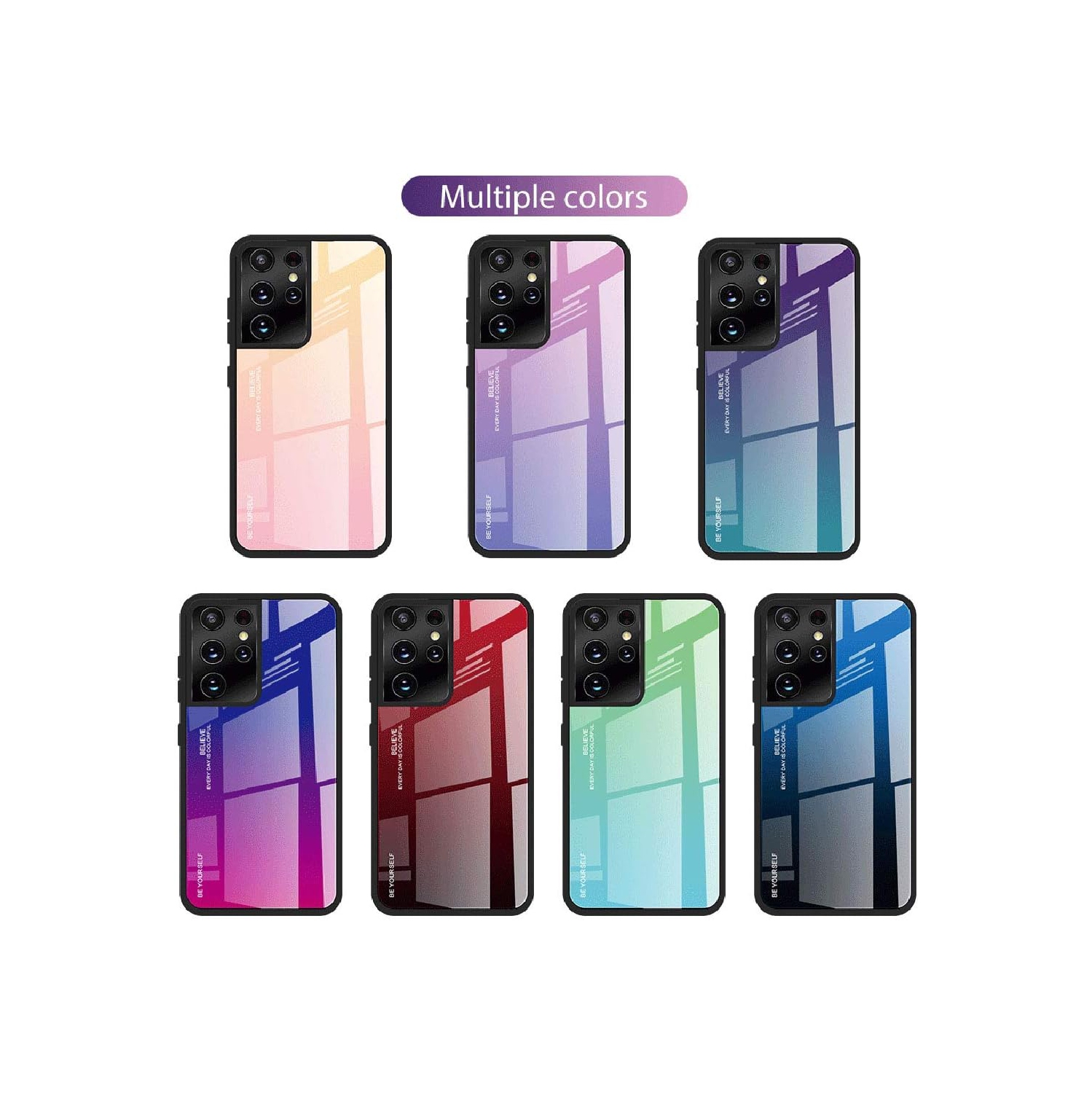 Étui en verre gradient pour Samsung S21 ULTRA, étui protecteur mince, mince et antichoc, EXPÉDITION sans couvercle arrière en verre trempé