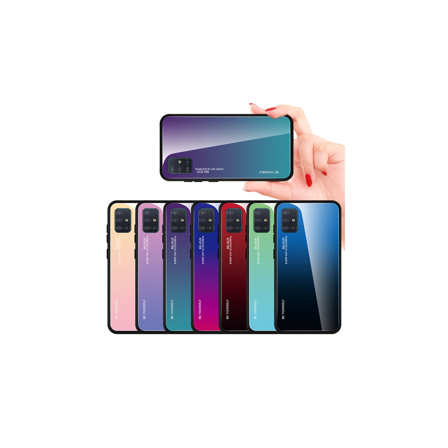 Étui en verre gradient pour Samsung S20, étui protecteur mince, anti-rayures, arrière EN verre trempé, EXPÉDITION GRATUITE