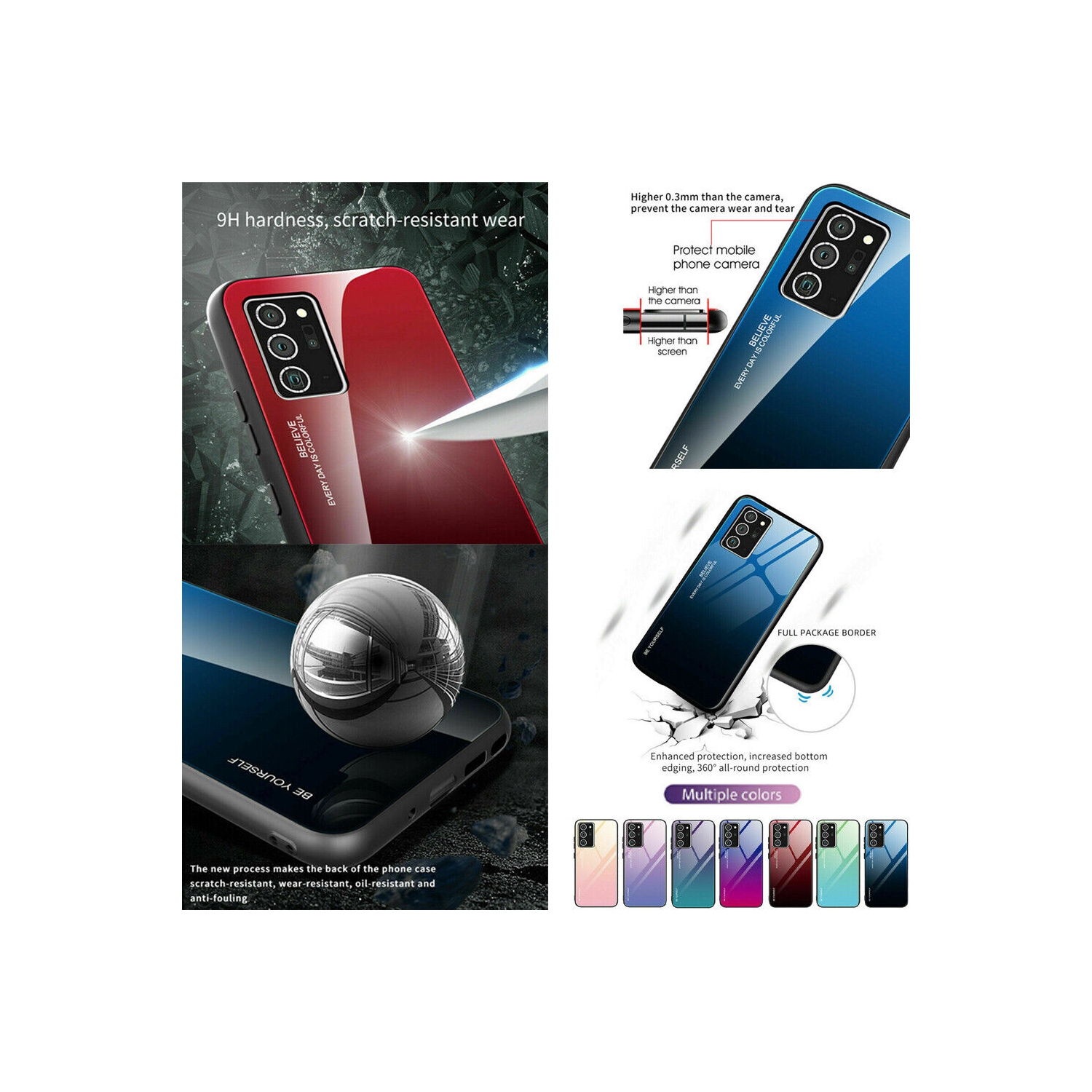 Étui en verre gradient pour Samsung S20, étui protecteur mince, anti-rayures, arrière EN verre trempé, EXPÉDITION GRATUITE