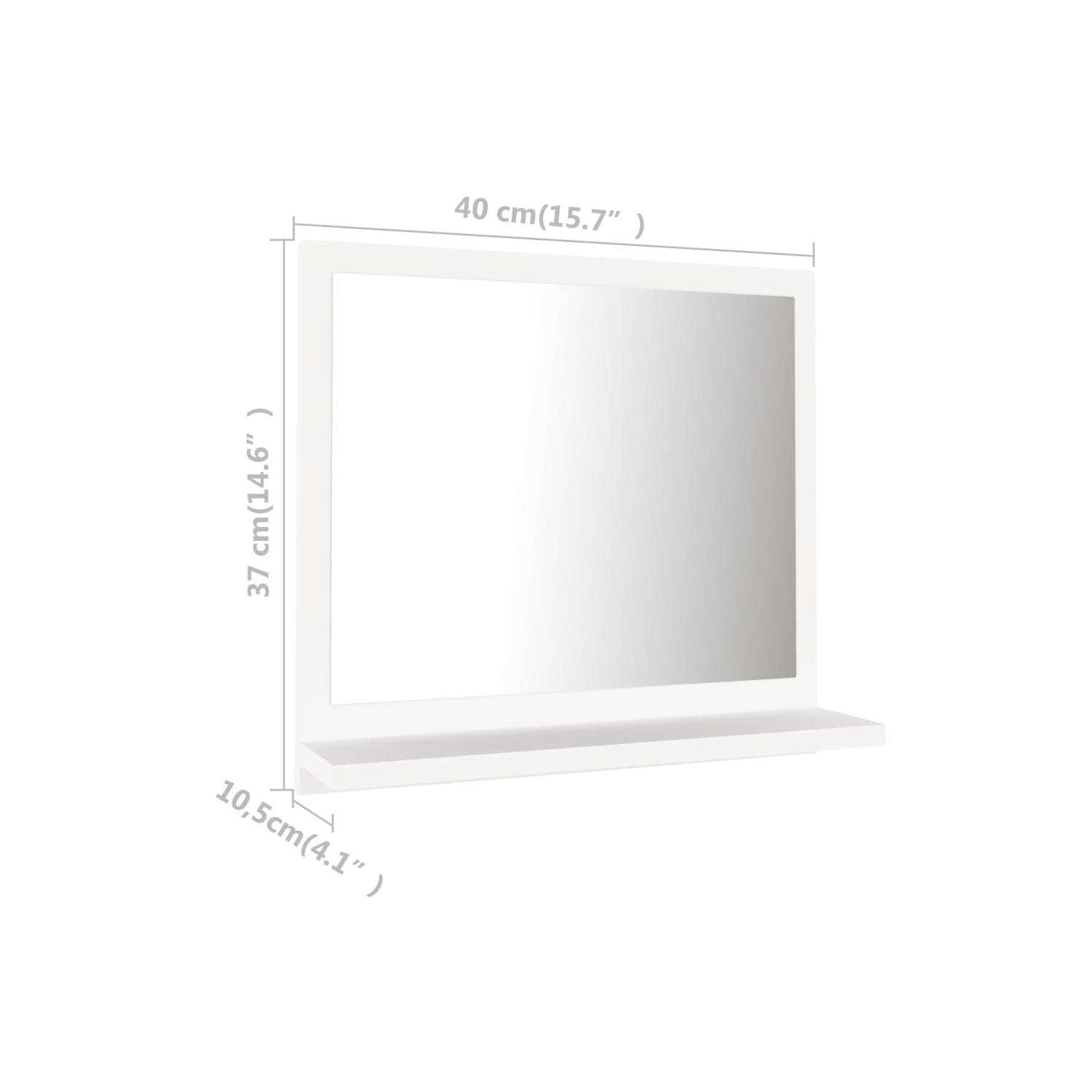 vidaXL Bathroom Mirror White 40x10.5x37 cm Engineered Wood