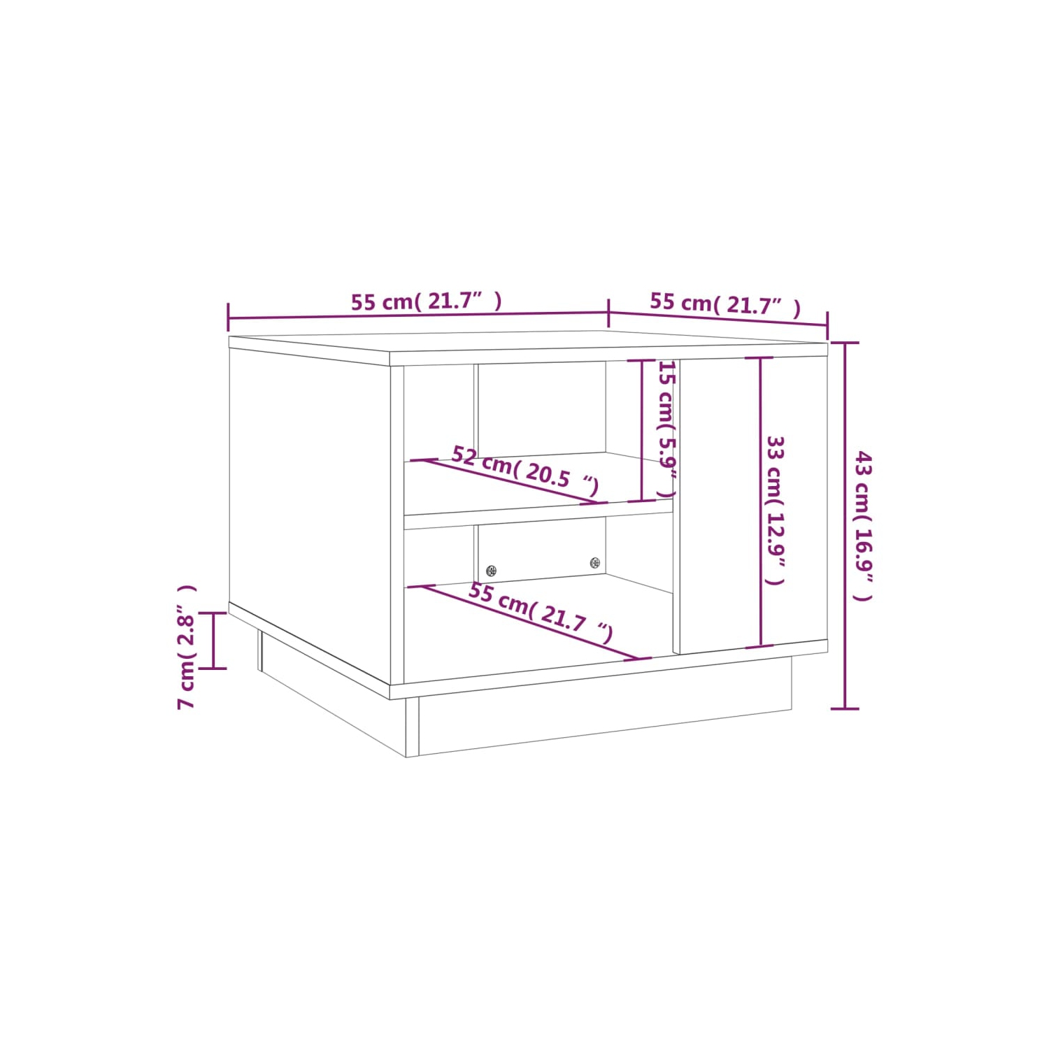 vidaXL Coffee Table White 55x55x43 cm Engineered Wood