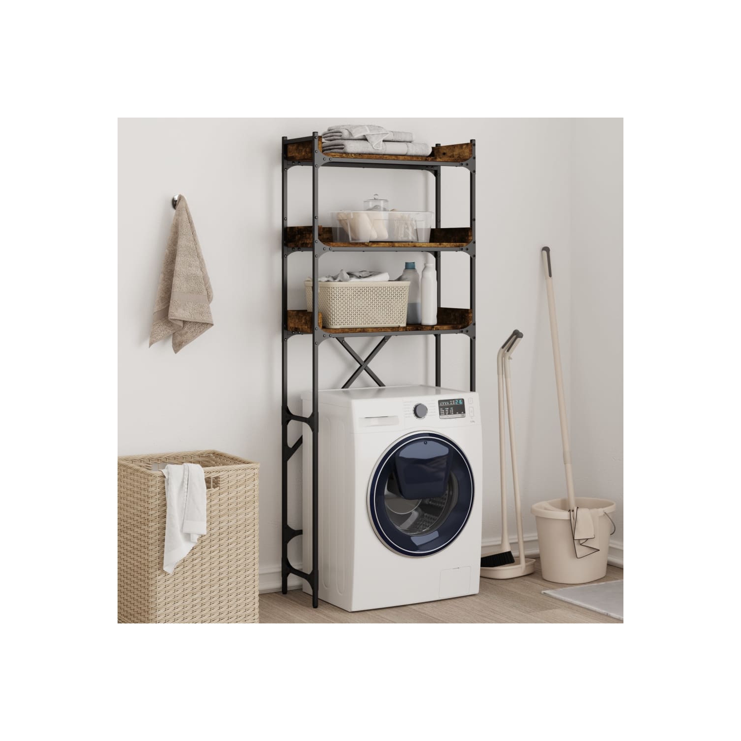 Tablette pour laveuse VIdaXL chêne fumé 67x25x163&nbsp;cm bois d'ingénierie