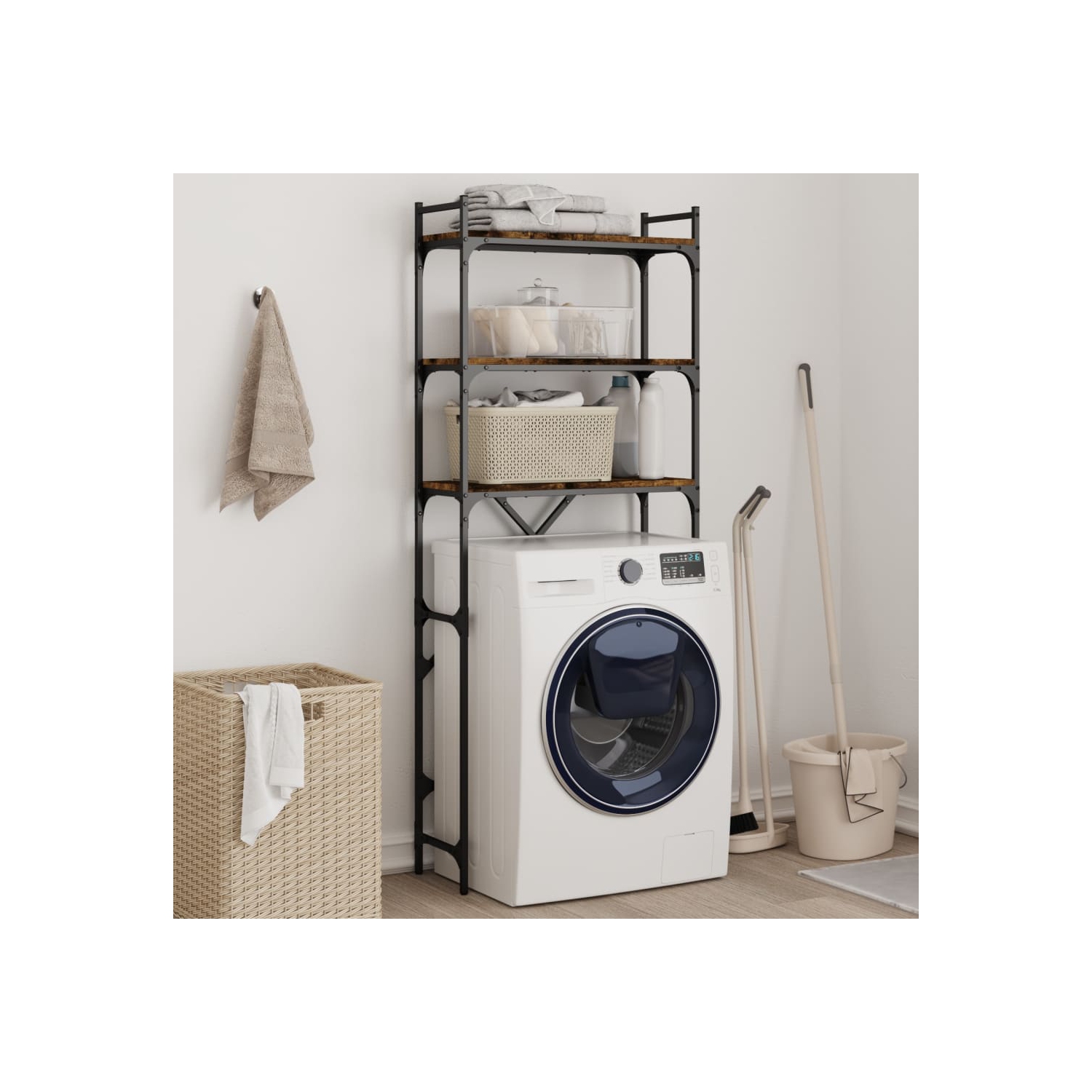 Tablette pour laveuse VIdaXL chêne fumé 67x25x163&nbsp;cm bois d'ingénierie