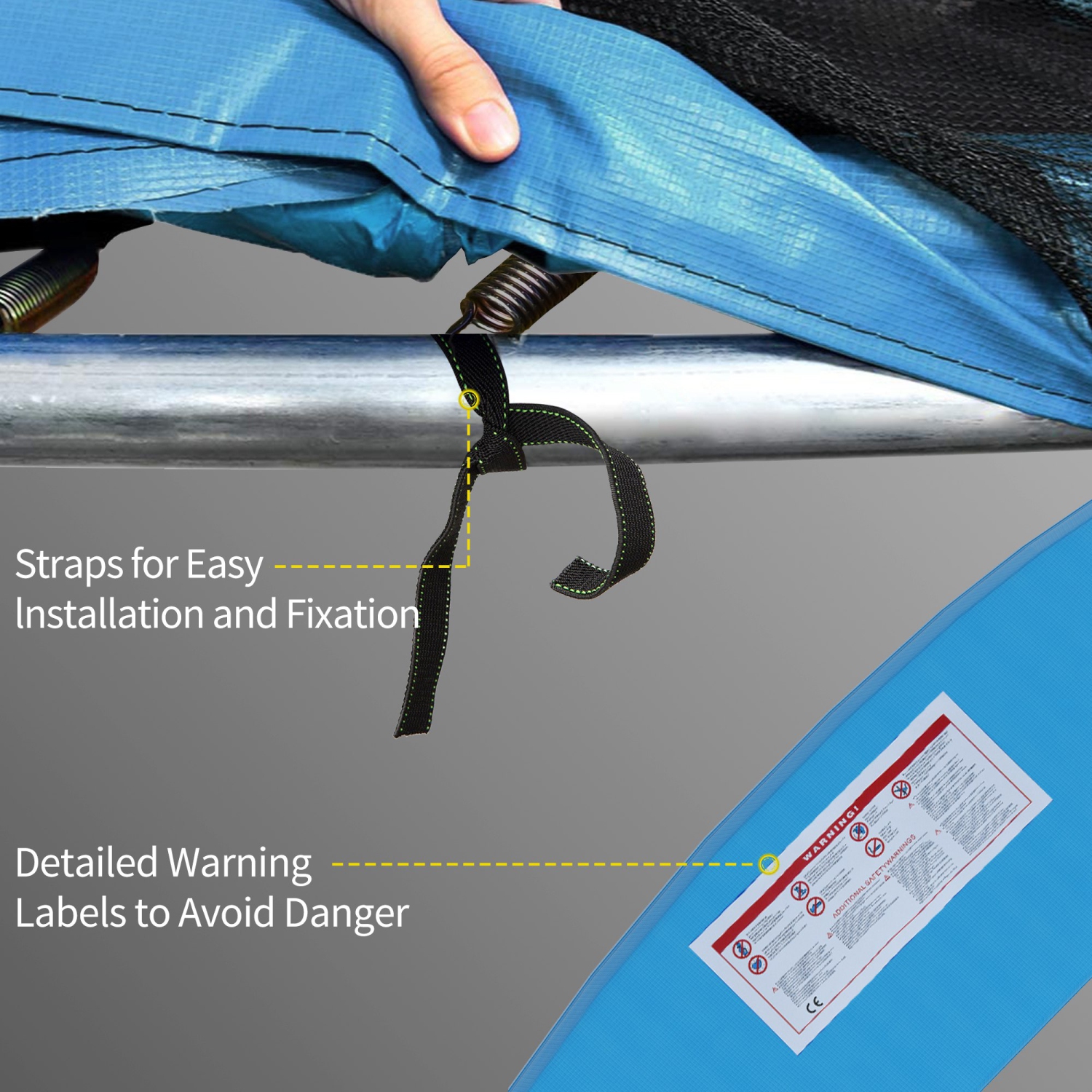 Soozier 14FT Trampoline Spring Cover, Trampoline Pad Replacement, Waterproof and Tear-Resistant, All-Weather Trampoline Accessories, Light Blue