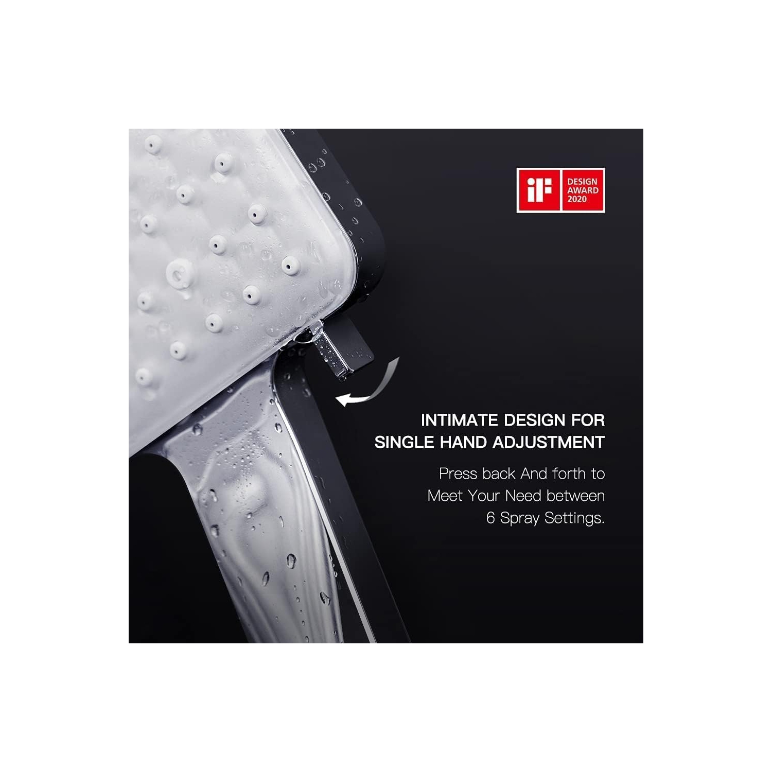 Pomme de douche à main haute pression, 6 modes de pulvérisation tête de douche amovible, pomme de douche carrée avec tuyau en acier inoxydable et