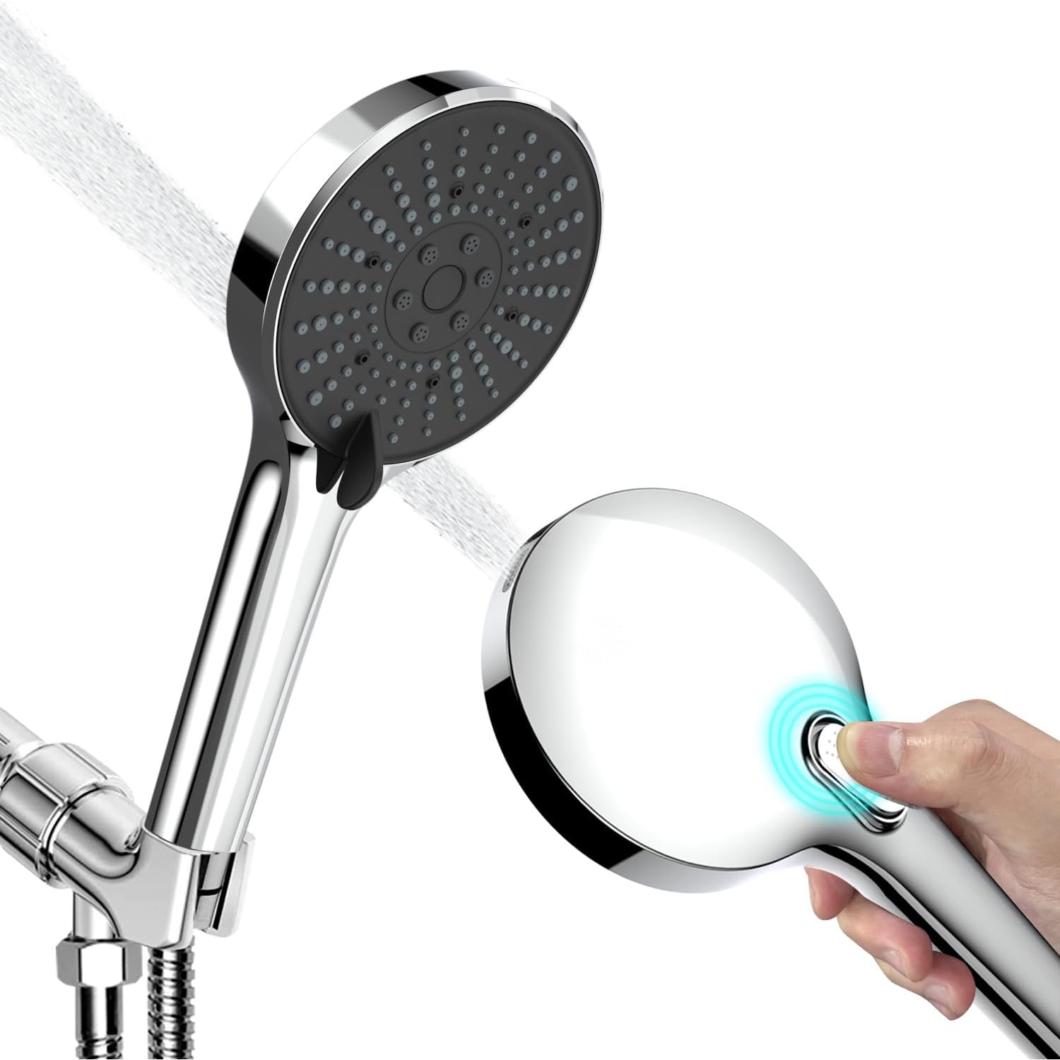 Pomme de douche haute pression à main, style chrome moderne de luxe, pulvérisateur électrique pour nettoyer les coins, la baignoire et les animaux,