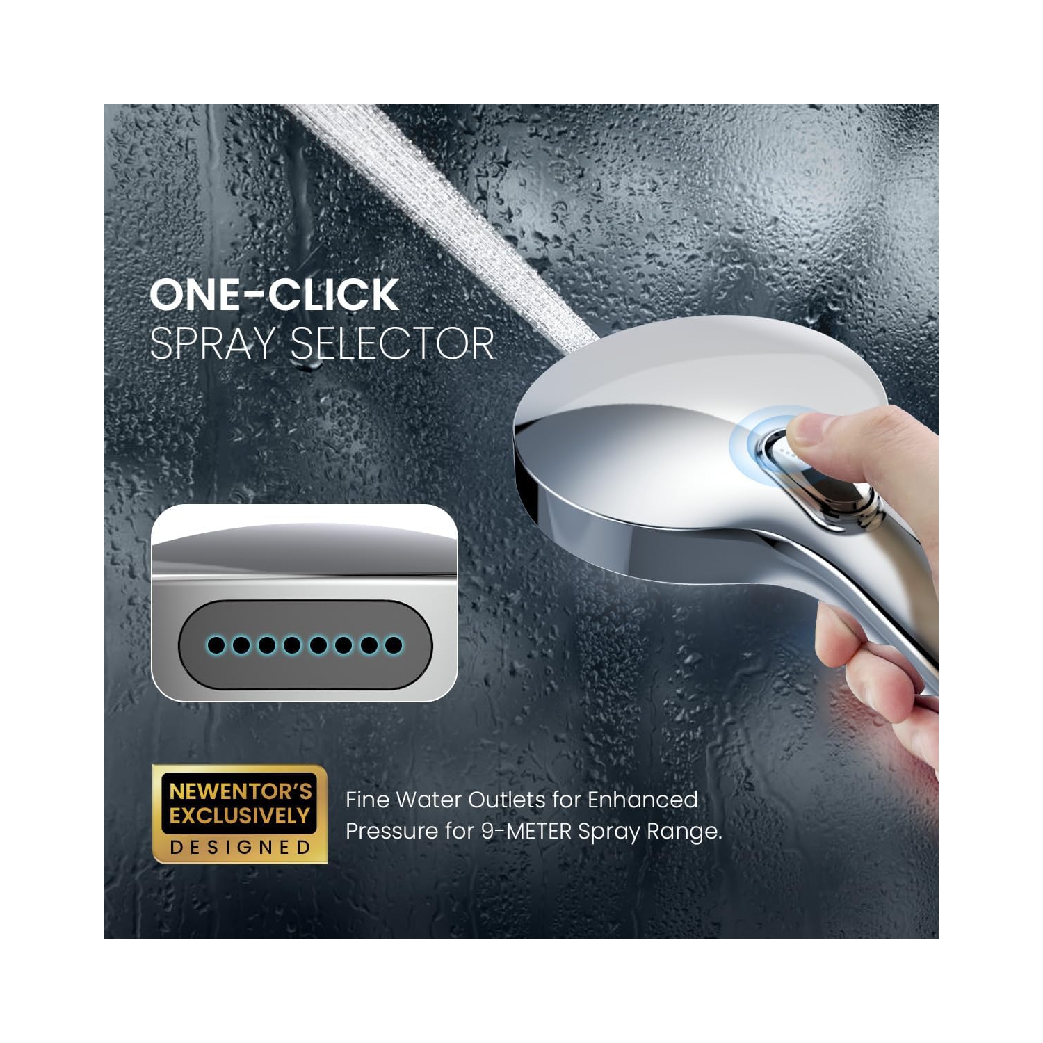 Pomme de douche haute pression à main, style chrome moderne de luxe, pulvérisateur électrique pour nettoyer les coins, la baignoire et les animaux,