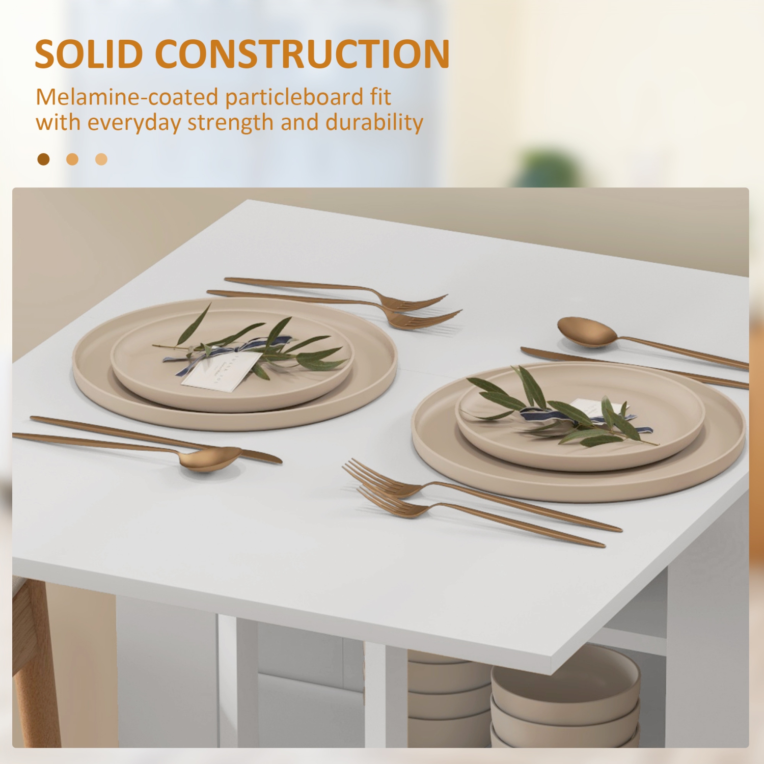 HOMCOM Folding Dining Table, Drop Leaf Table for Small Spaces, Foldable Table with Storage Shelves for Kitchen, Dining Room, White