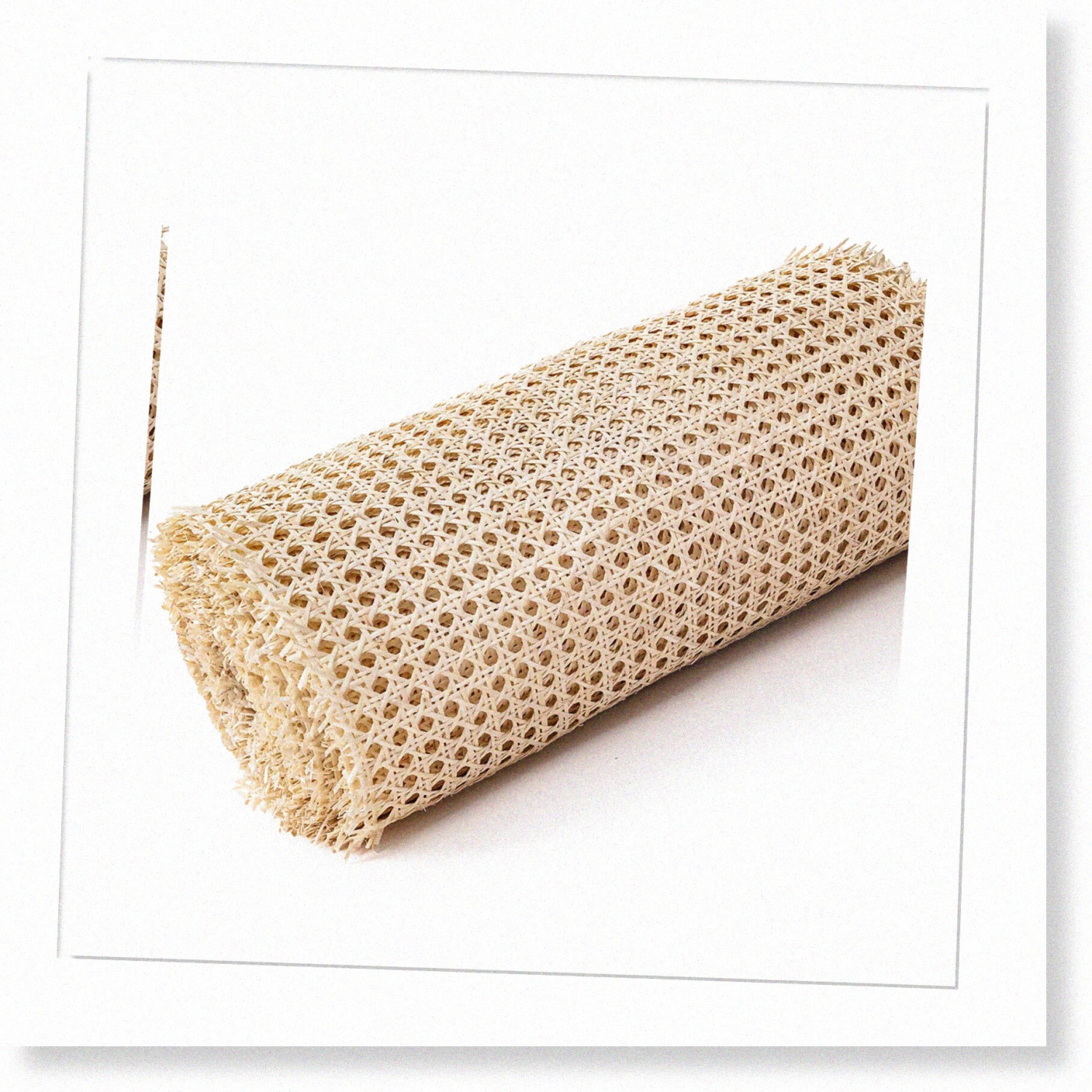 Natural Rattan Cane Webbing Roll - 18" Width x 5 Feet - Hexagon Weave - Pre-Woven 1/2 Inch Mesh Net - Open Weave Wicker Cane Webbing - Ideal for Cabinets and Chairs