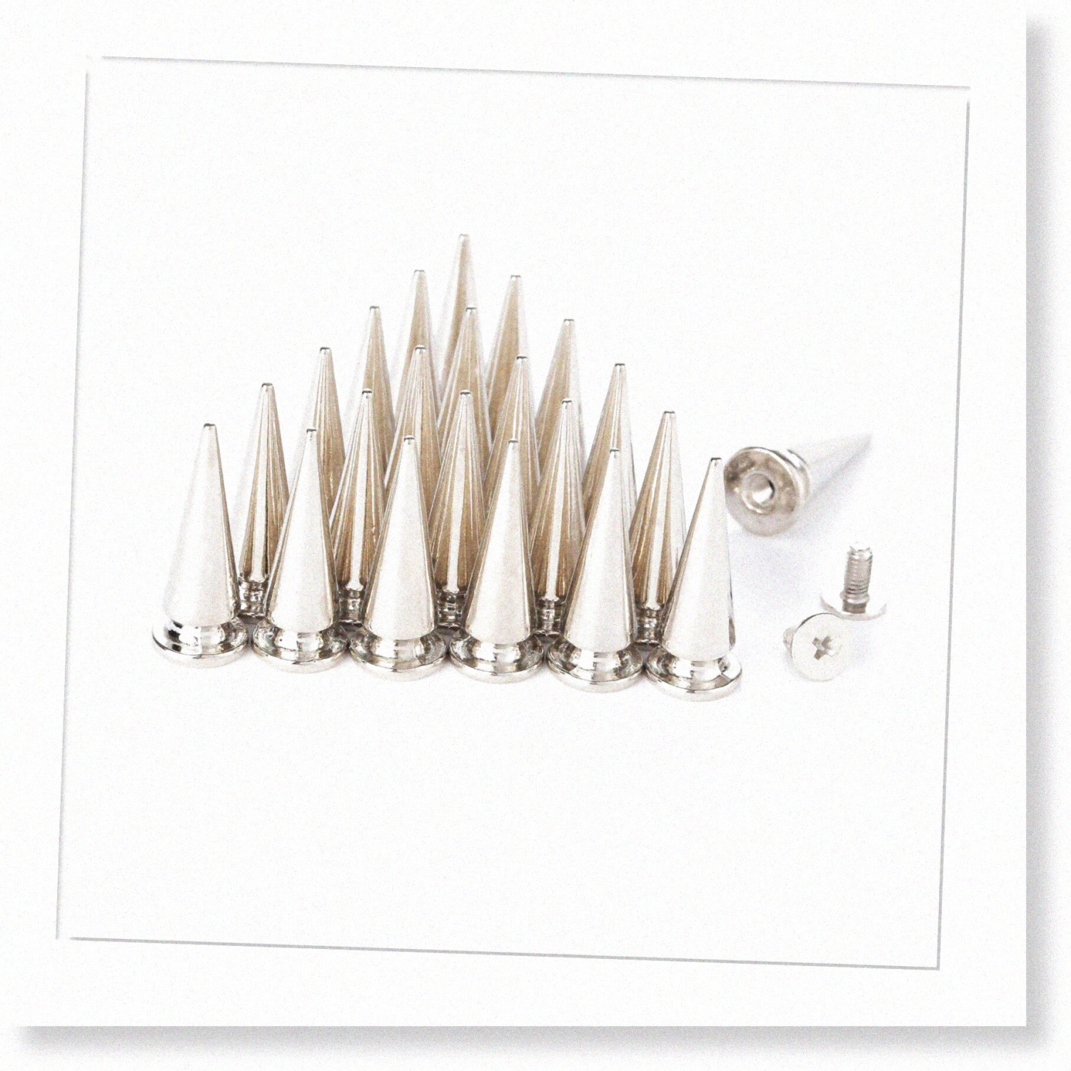 Silver Bullet Tree Spike Studs - 25MM Large Metal Rivets for DIY Leather Bag Clothing Shoes Belts - 20 Sets Spikes - Rapid Rivets Punk Accessories