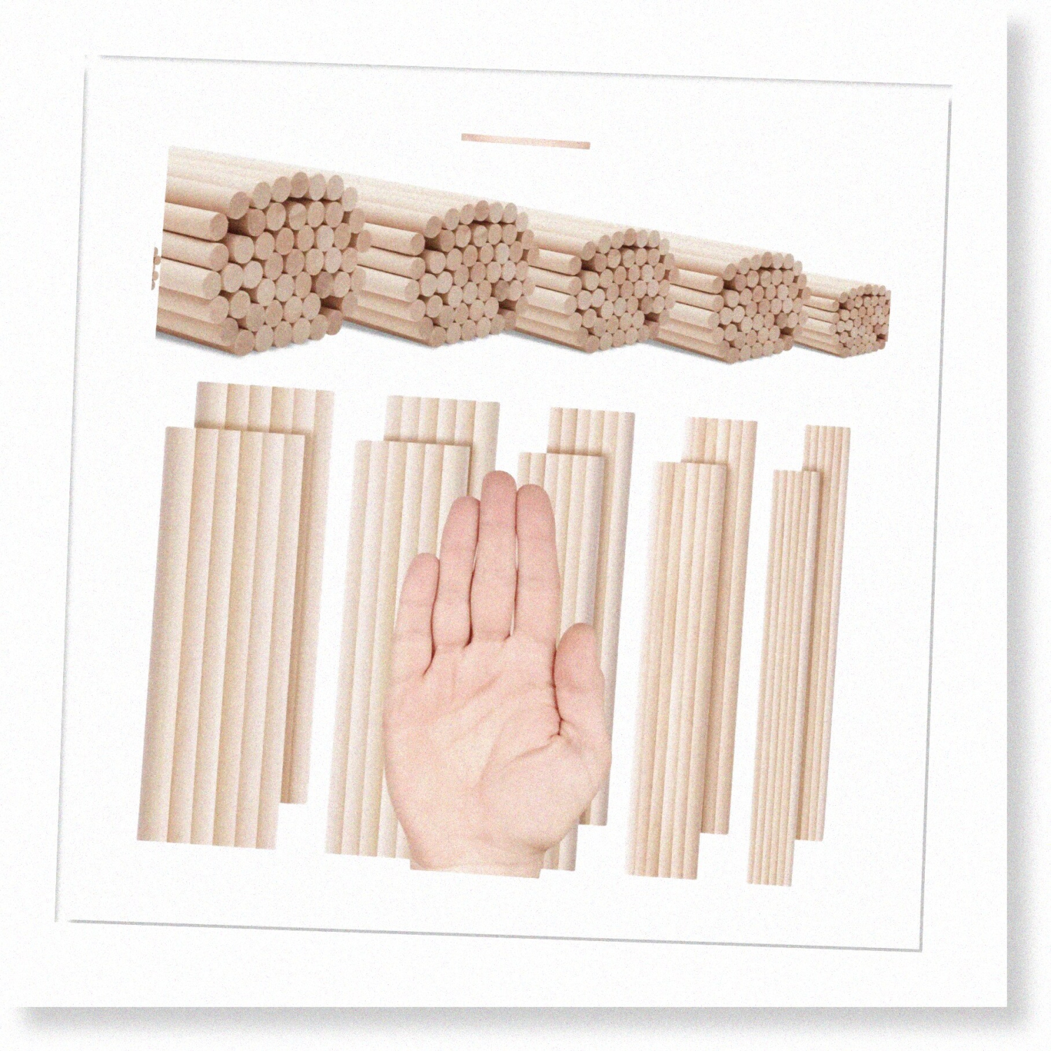 BambooCraft 100 PCS Assorted Wooden Dowel Rods - Versatile Wood Sticks for DIY Projects, Crafting, and Ingenuity - 1/8 3/16 1/4 5/16 3/8 x 6 Inch Long Sticks