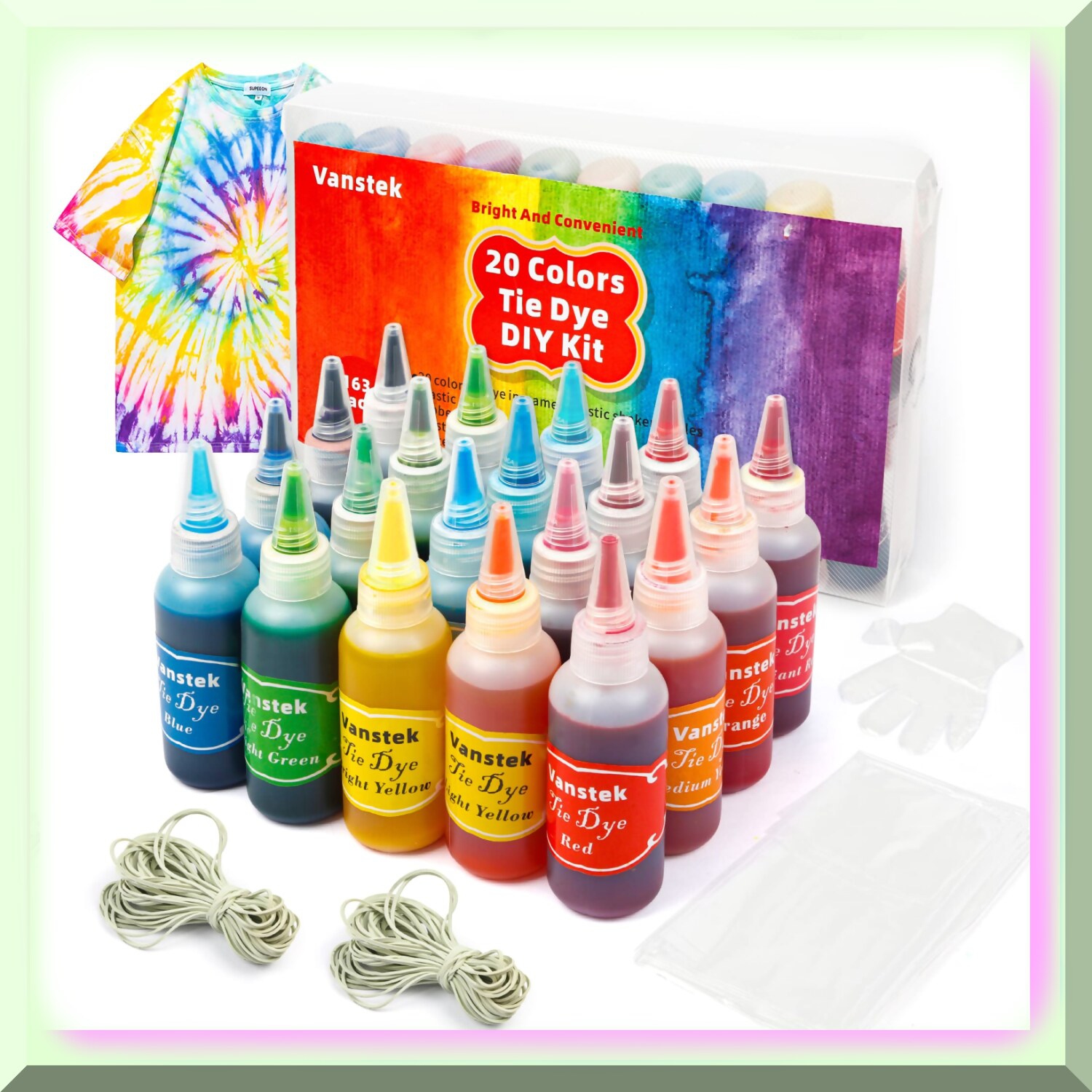 Rainbow Burst Tie Dye Kit - Vibrant Fabric Dye Set for Women, Kids, Men - DIY Shirt Making with 20 Colors, Rubber Bands - Perfect for Fun-Filled Family & Friends Tie Dye Party!