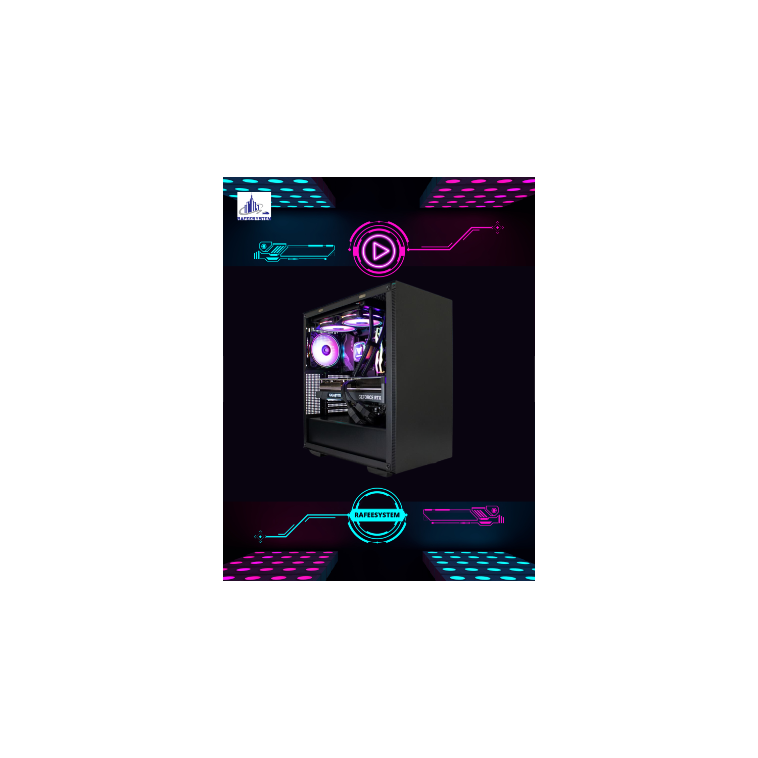 Rafeesystem RS-M105 Gaming PC Intel Core i7-13700KF, GeForce RTX 4080, 2TB M.2 NVMe SSD, 32GB DDR5, 240mm AIO, Windows 11 Home