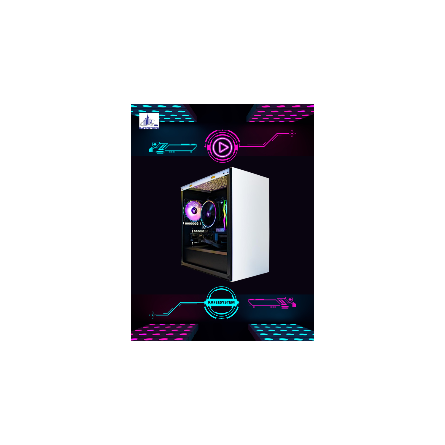 Rafeesystem RS-M103 Gaming PC AMD Ryzen 5 5600, GeForce RTX 4060, 16GB RAM, 1TB M.2 NVMe SSD, Wi-Fi, Windows 11 Home