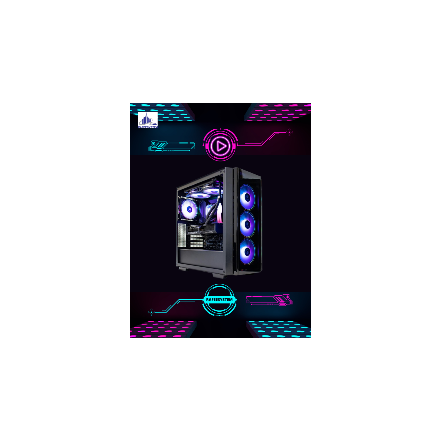 Rafeesystem RS-M108 Gaming PC Intel Core i5-13600KF, GeForce RTX 4070, 32GB RAM, 2TB M.2 NVMe SSD, 240mm AIO, Wi-Fi 6, Windows 11 Home