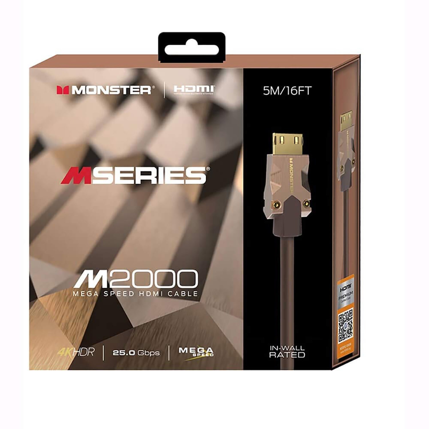 Monster – Câble HDMI haute vitesse série M 2000, 25GBPS m, 16 pi de longueur