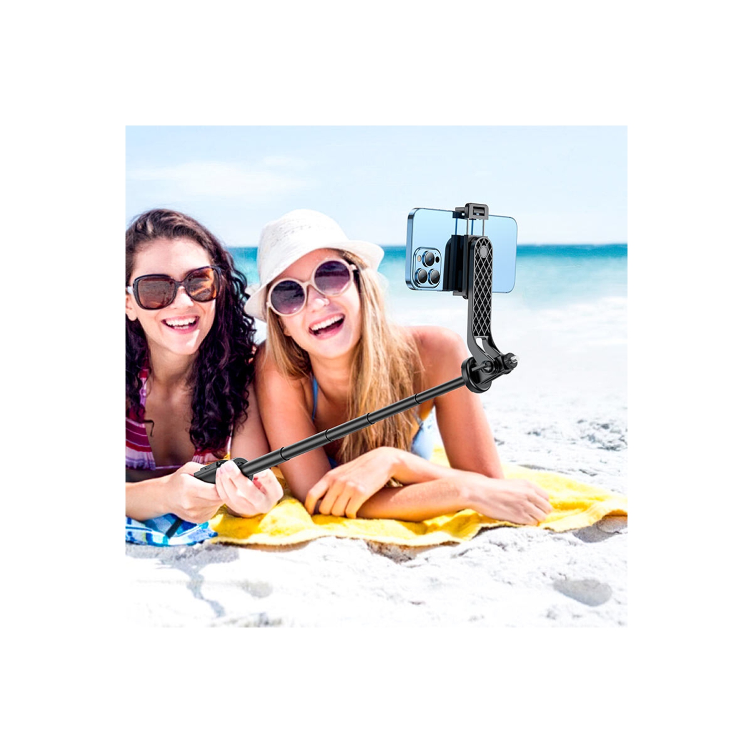 Selfie Stick Tripod & Wireless Bluetooth Remote Extendable Monopod Stand for Live Stream Tiktok iPhone Samsung Smartphones