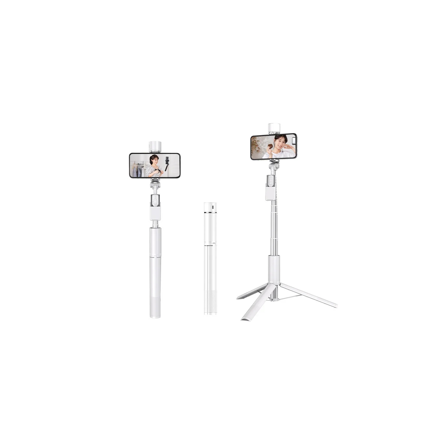 Perche à égoportrait trépied pied extensible avec lampe pour téléphone cellulaire de de iPhone de Tiktok Live Stream