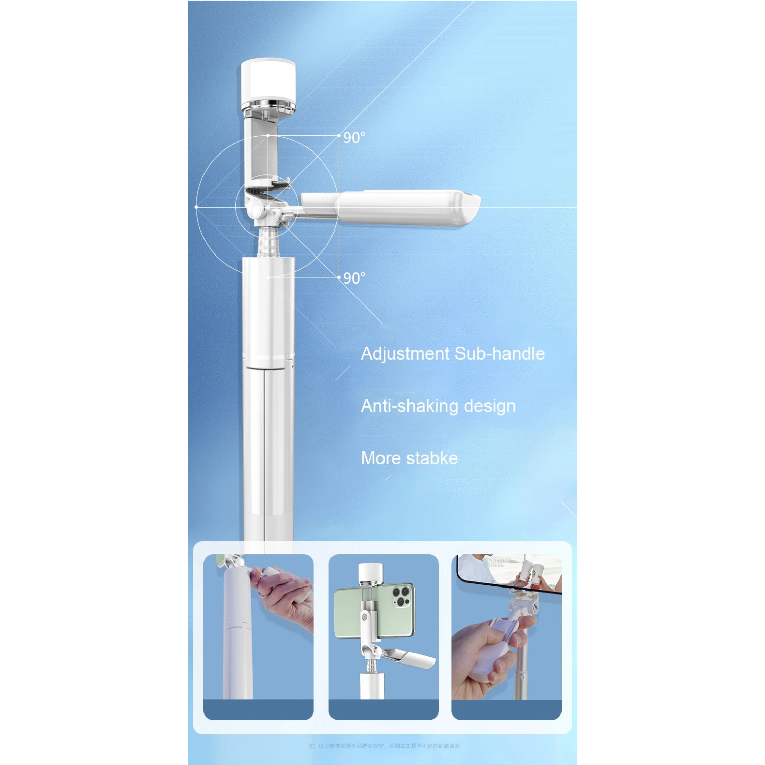 Perche à égoportrait trépied pied extensible avec lampe pour téléphone cellulaire de de iPhone de Tiktok Live Stream