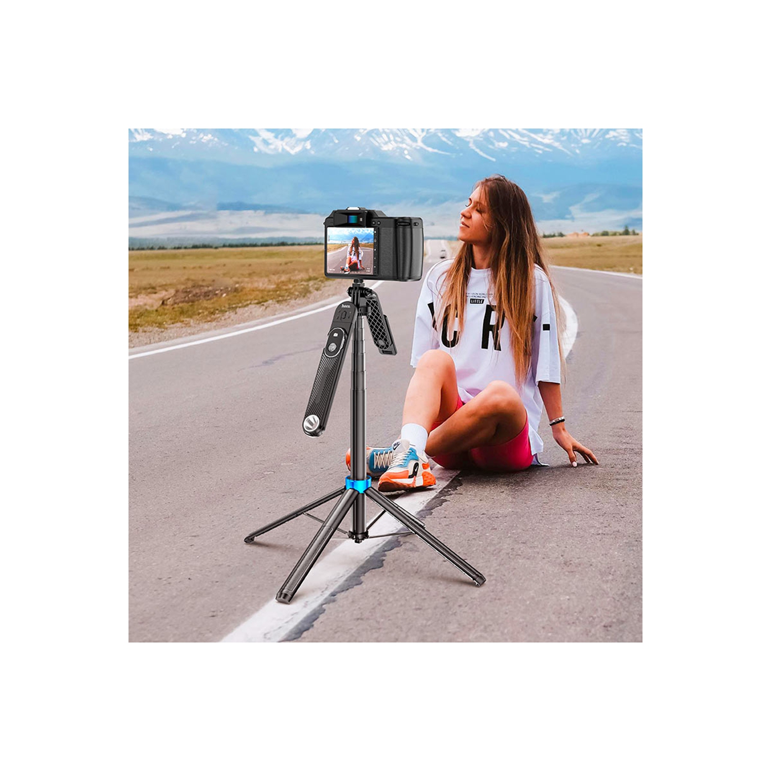 Selfie Stick Tripod & Wireless Bluetooth Remote Extendable Monopod Stand for Live Stream Tiktok Cell Phone iPhone Samsung