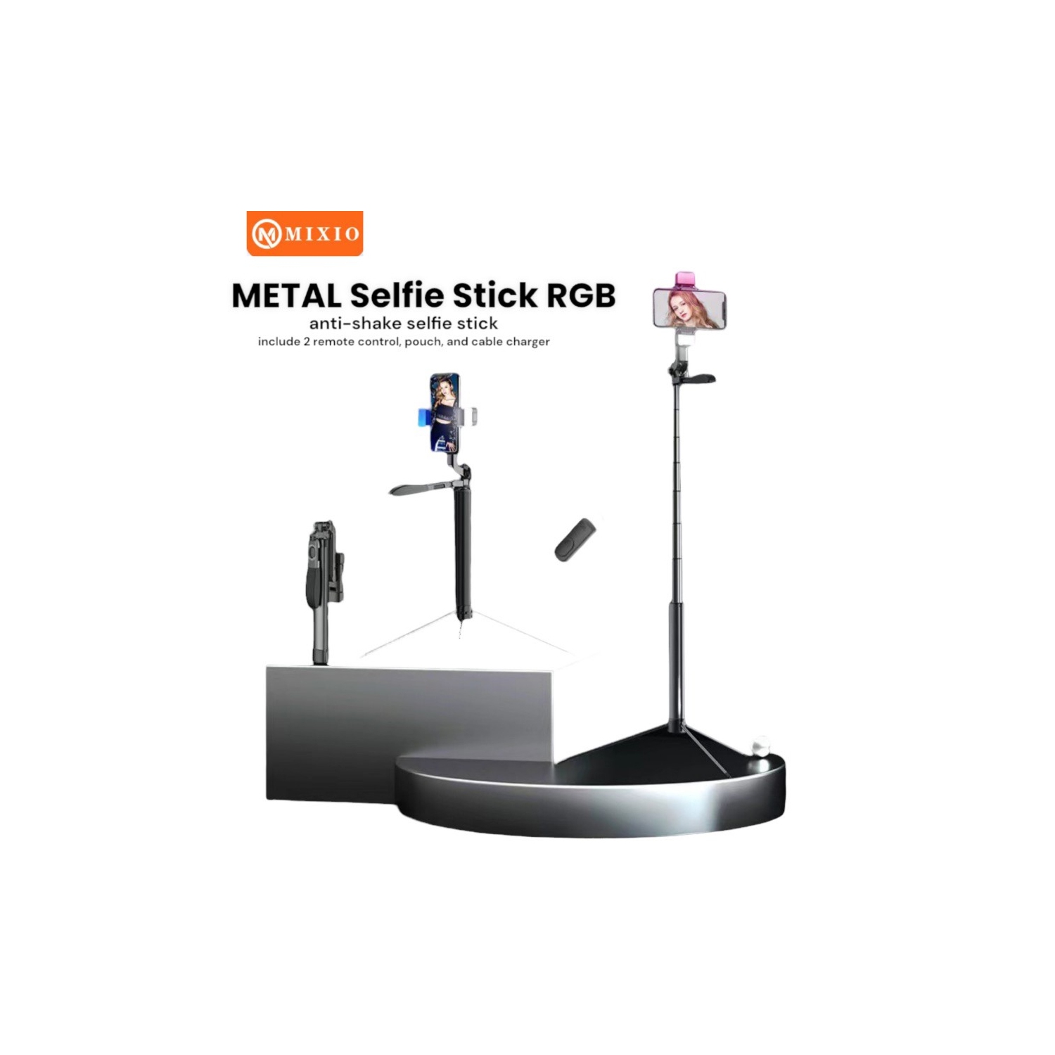 Selfie Stick Tripod & Wireless Bluetooth Remote Extendable Monopod Stand for Cell Phone iPhone Samsung Live Stream Tiktok