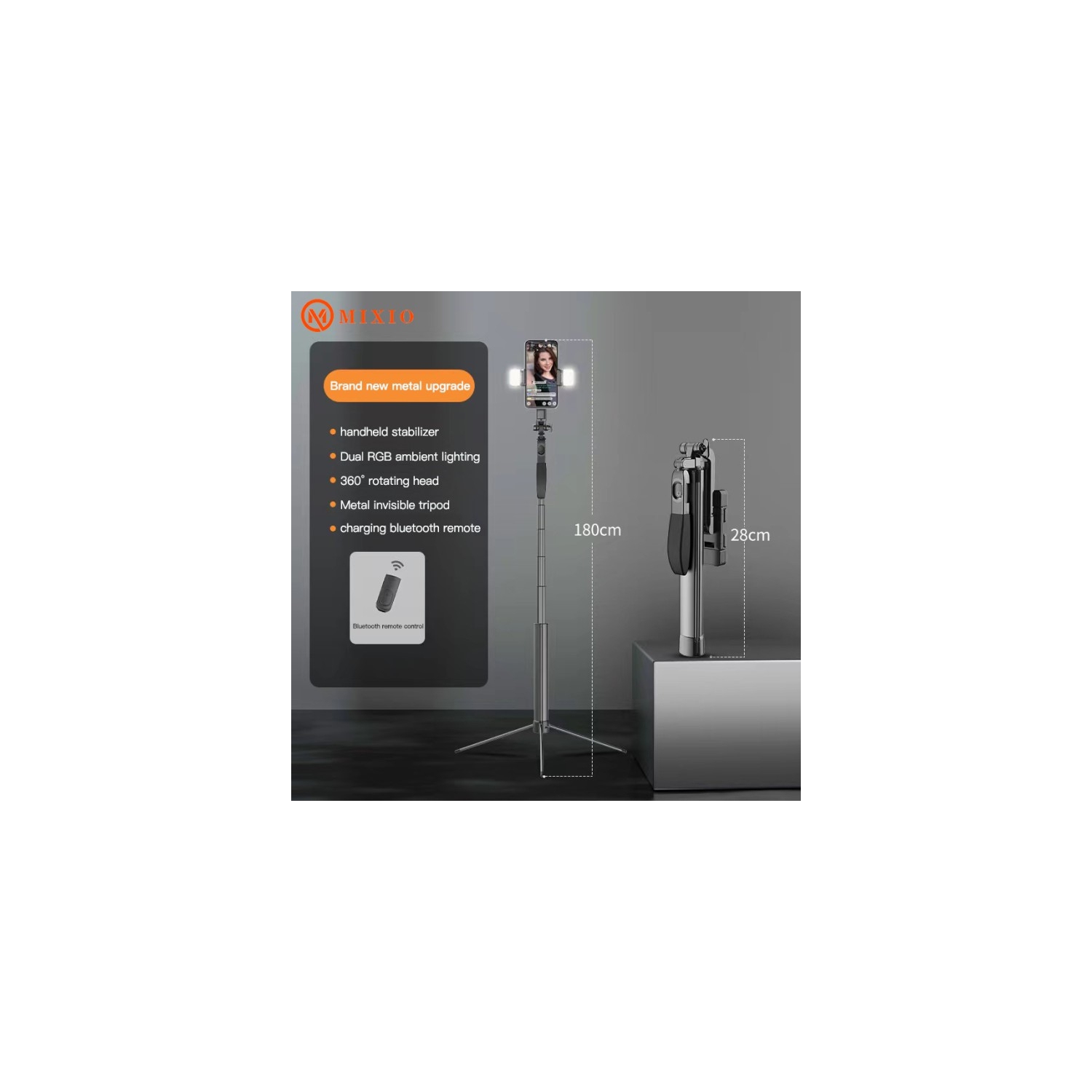 Selfie Stick Tripod & Wireless Bluetooth Remote Extendable Monopod Stand for Cell Phone iPhone Samsung Live Stream Tiktok