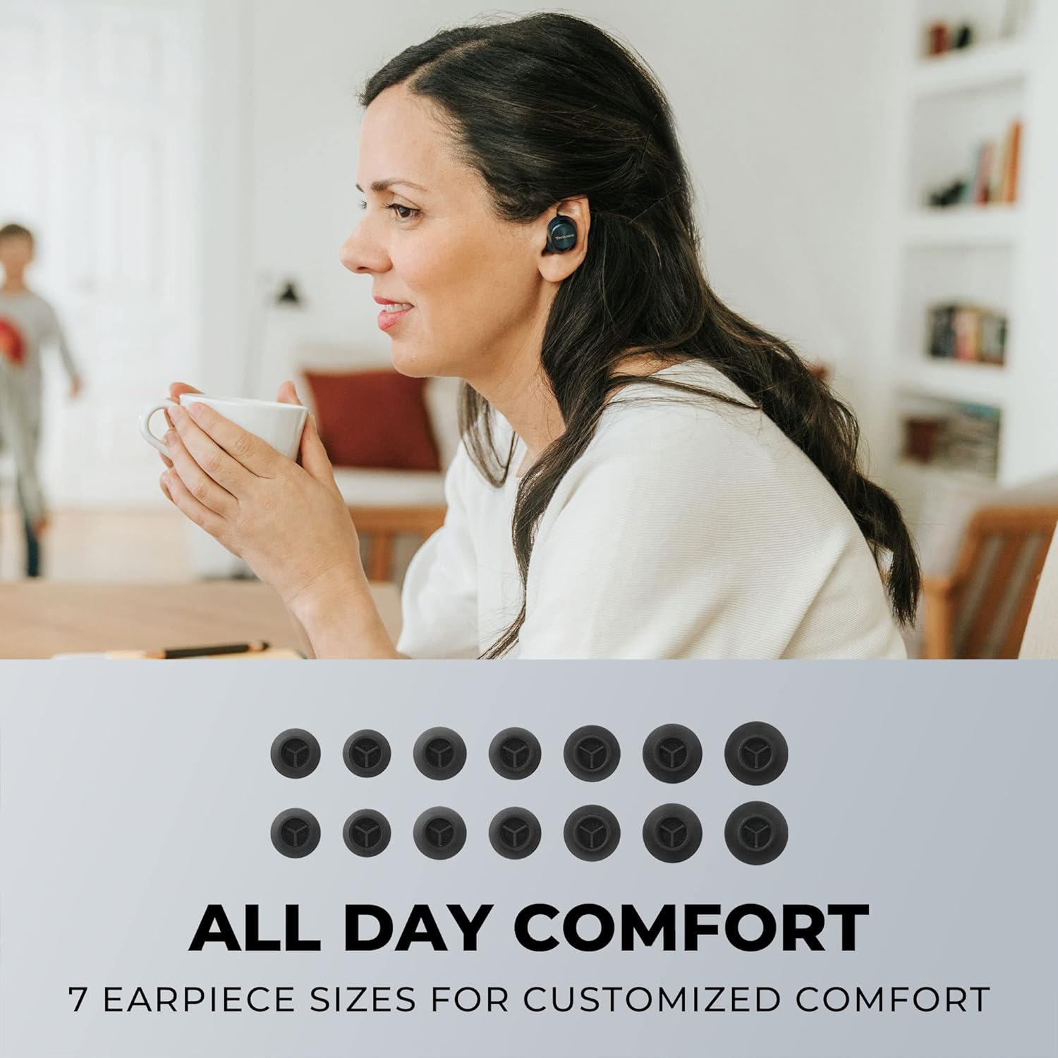 Technics - In-Ear Wireless Headphones with Noise Canceling, Microphone and Charging Case, Black