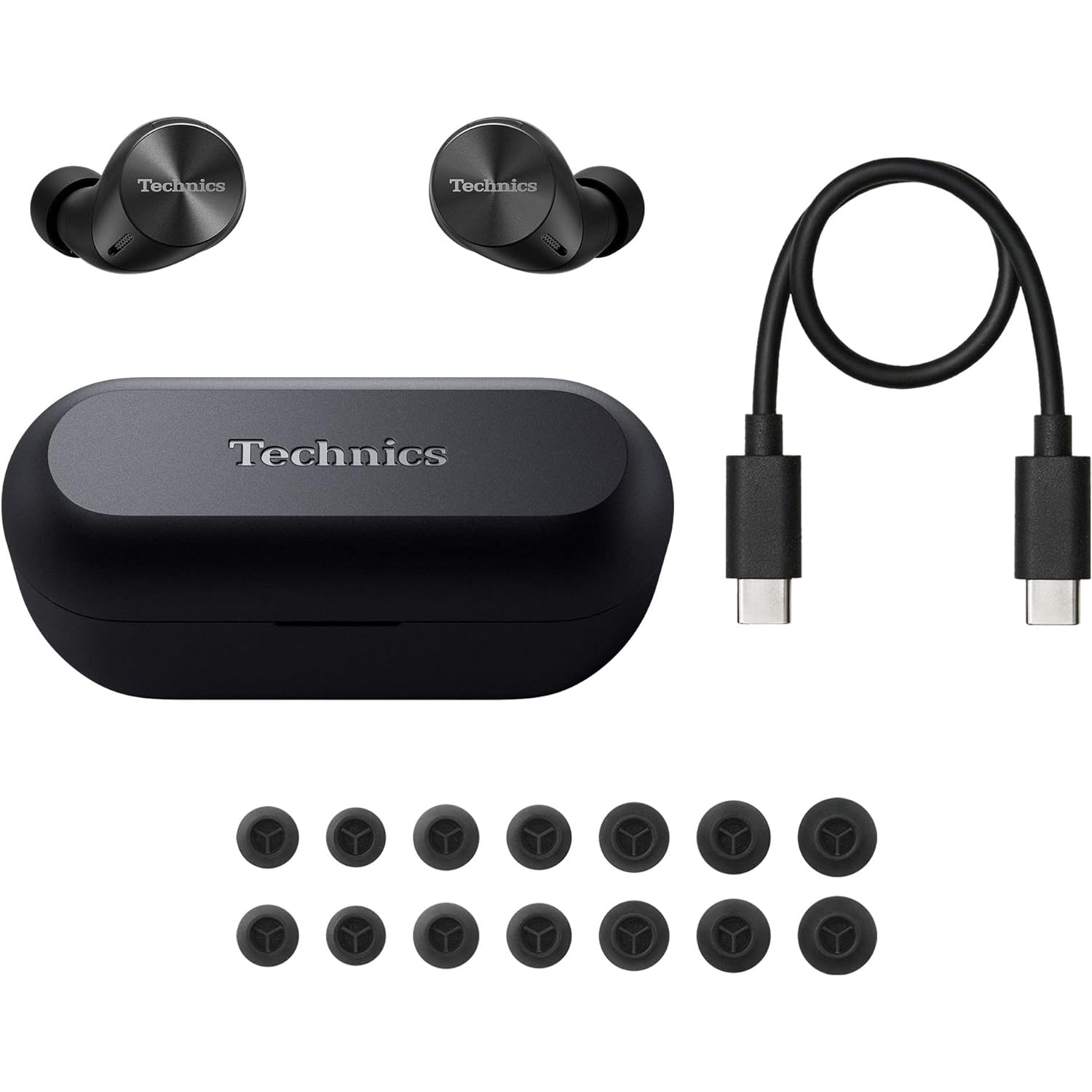 Technics - In-Ear Wireless Headphones with Noise Canceling, Microphone and Charging Case, Black