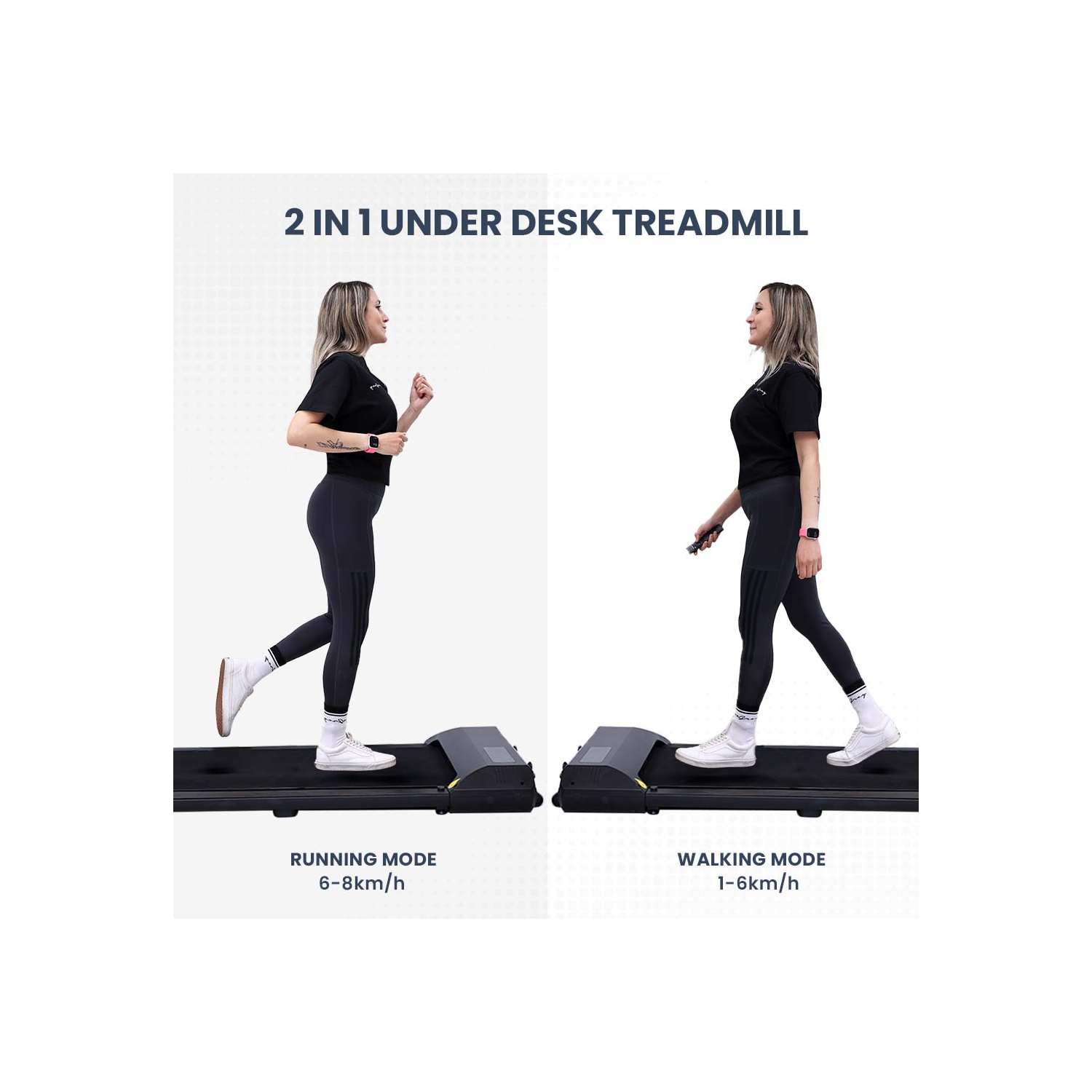 MotionGrey Walking Pad Treadmill - Slim Portable Under Desk Training Electric Fitness Pad for Cardio Workout in Home and Office - Black