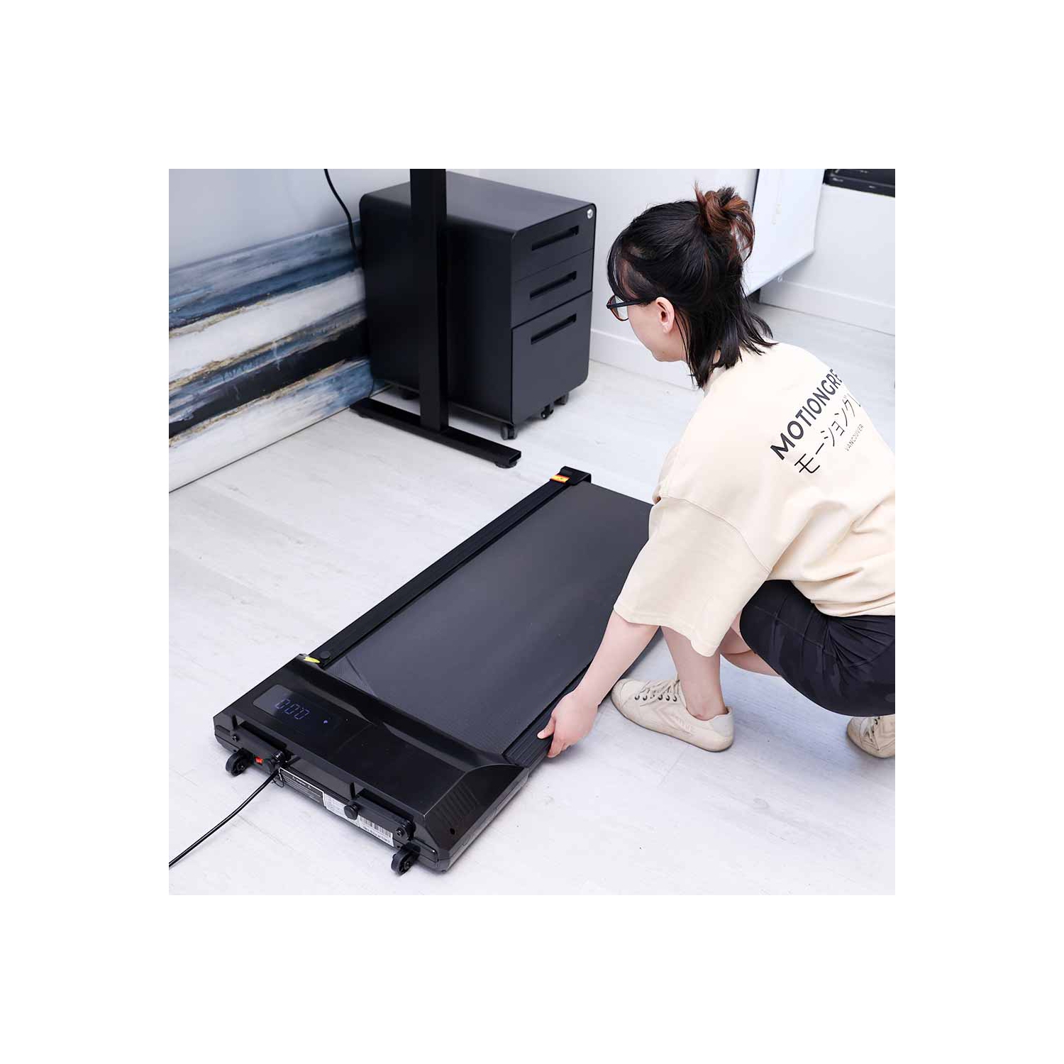 MotionGrey Walking Pad Treadmill - Slim Portable Under Desk Training Electric Fitness Pad for Cardio Workout in Home and Office - Black