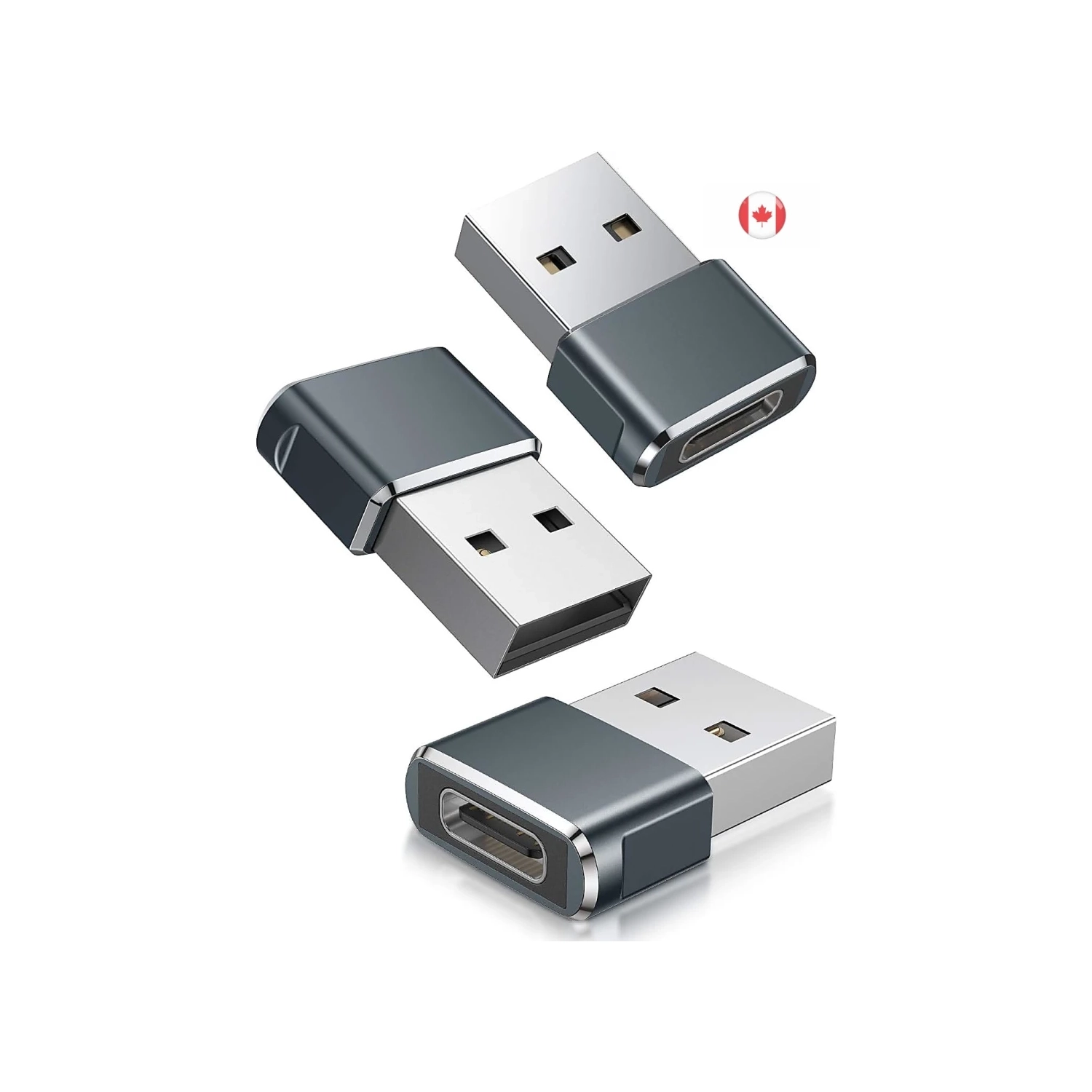 Adaptateur USB à USB C - Paquet de 3 | Convertisseur de chargeur femelle de type C vers USB A mâle pour Apple iWatch, iPhone 12/13/14/15, CarPlay,