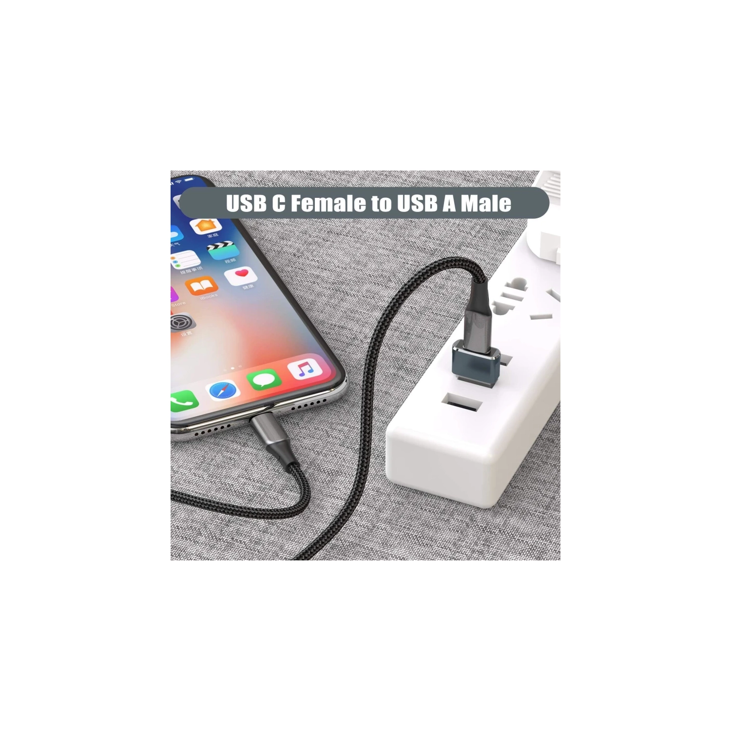 Adaptateur USB à USB C - Paquet de 3 | Convertisseur de chargeur femelle de type C vers USB A mâle pour Apple iWatch, iPhone 12/13/14/15, CarPlay,