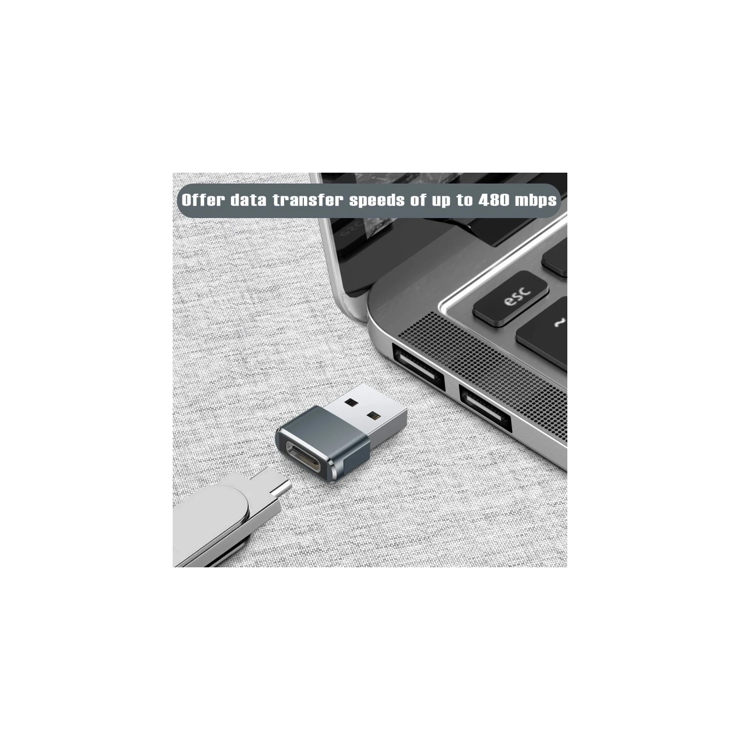 Adaptateur USB à USB C - Paquet de 3 | Convertisseur de chargeur femelle de type C vers USB A mâle pour Apple iWatch, iPhone 12/13/14/15, CarPlay,