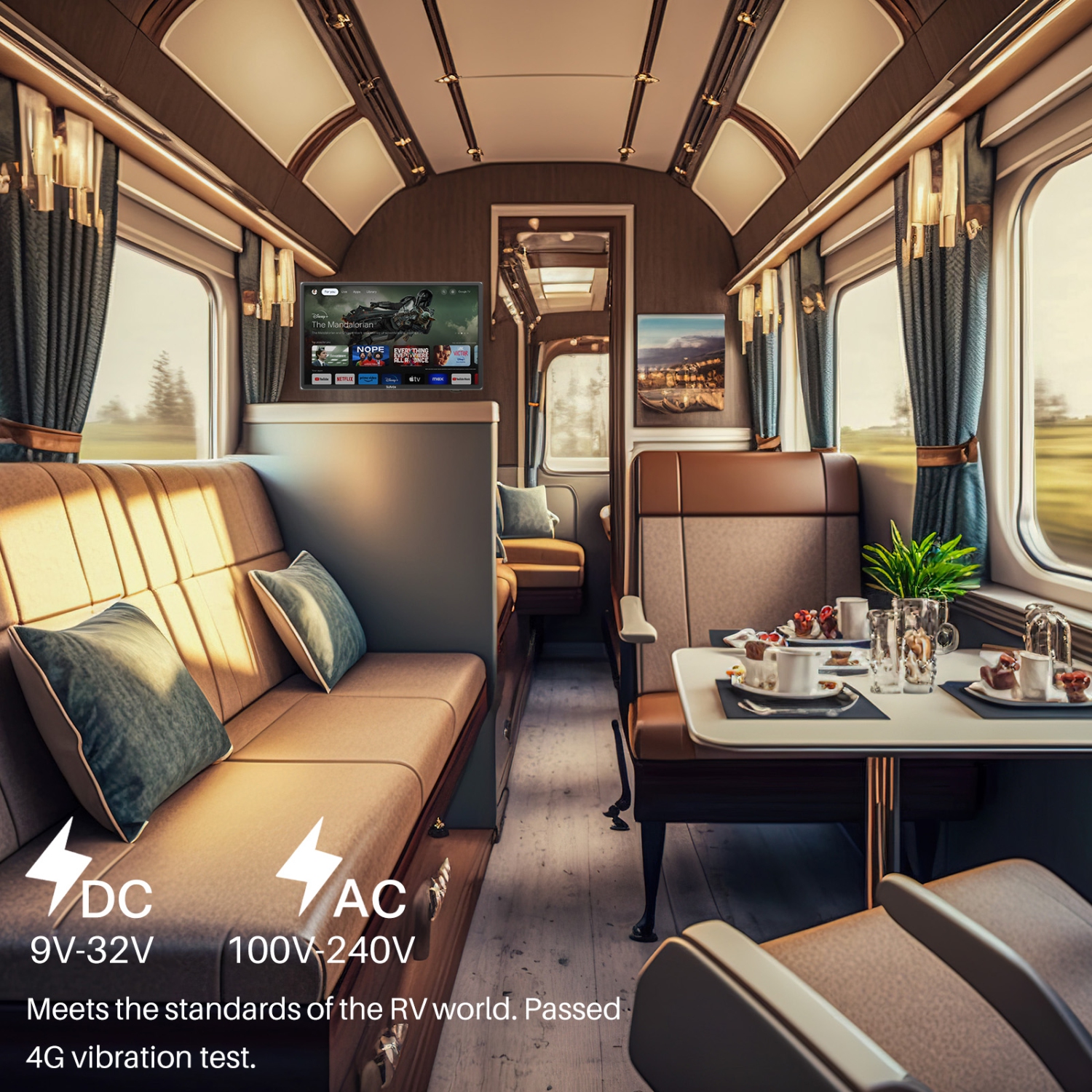 Téléviseur intelligent SYLVOX 12Volt, 24 po plus récent Google TV Support Télécharger des applications avec l'Assistant Google, 1080P DC/AC Powered