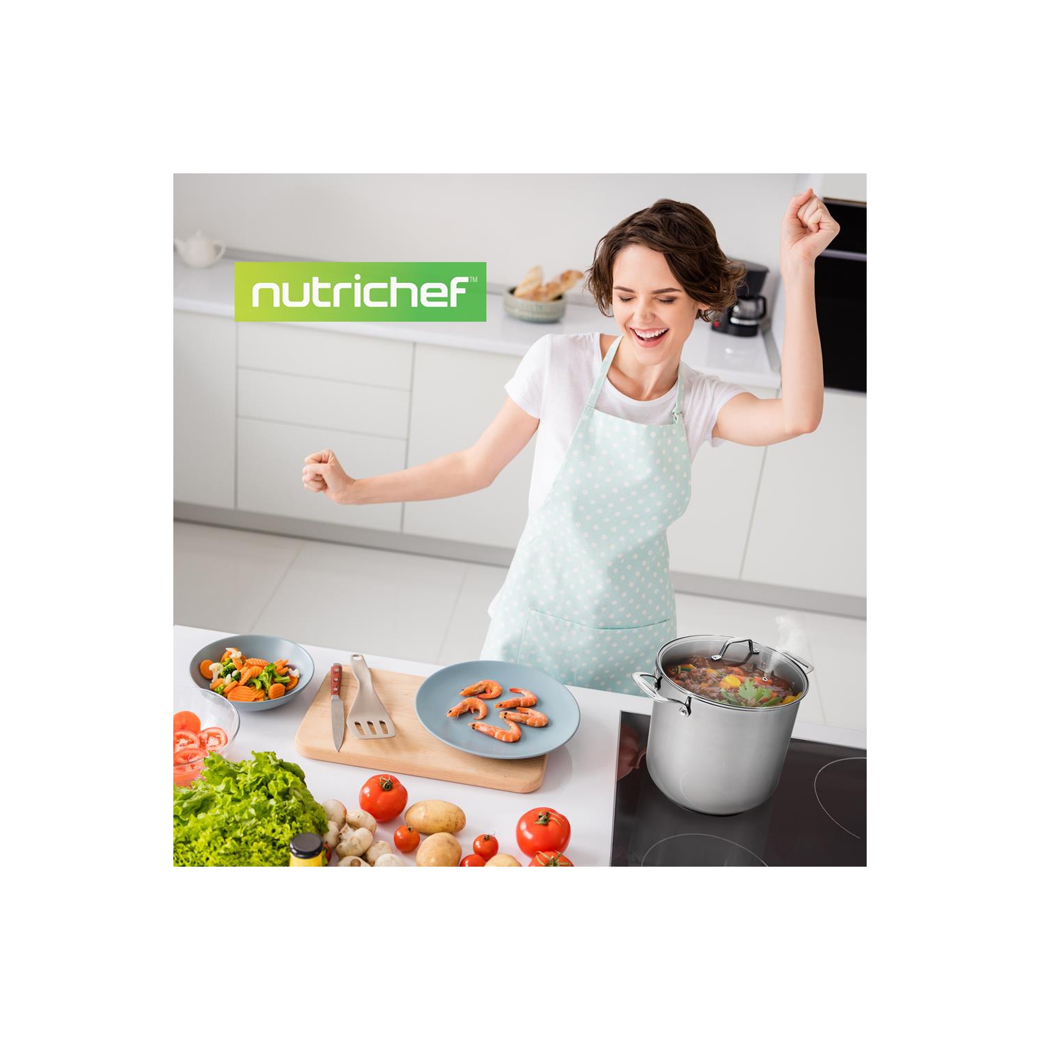 Marmite en acier inoxydable - 19 pintes, récipient à induction robuste, récipient à soupe avec couvercle