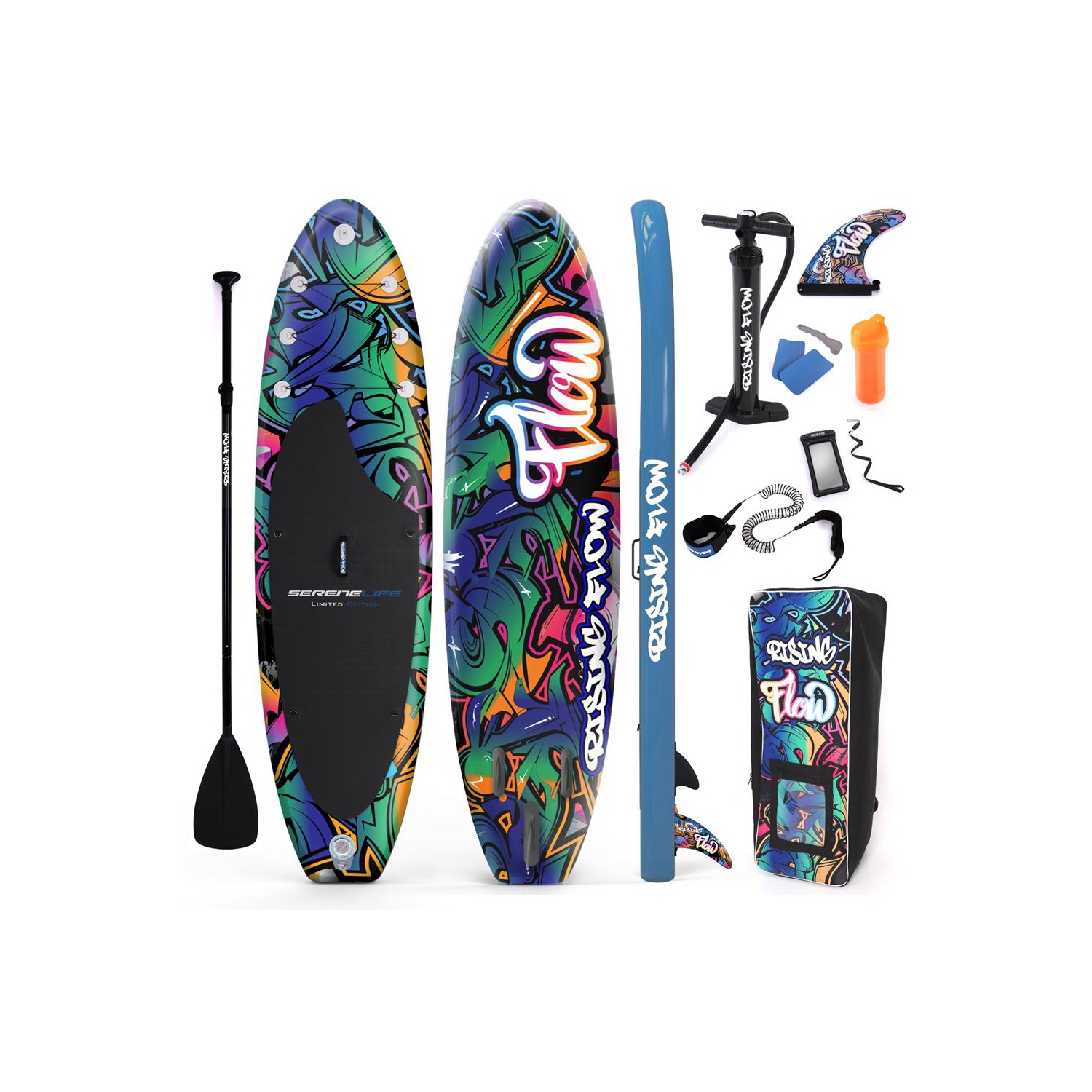 Rising Flow Paddleboard SUP - Stand Up Water Paddle-Board w/ Waterproof Mobile Phone Case