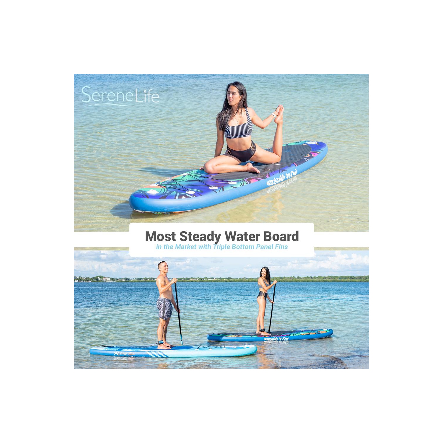 Rising Flow Paddleboard SUP - Stand Up Water Paddle-Board w/ Waterproof Mobile Phone Case