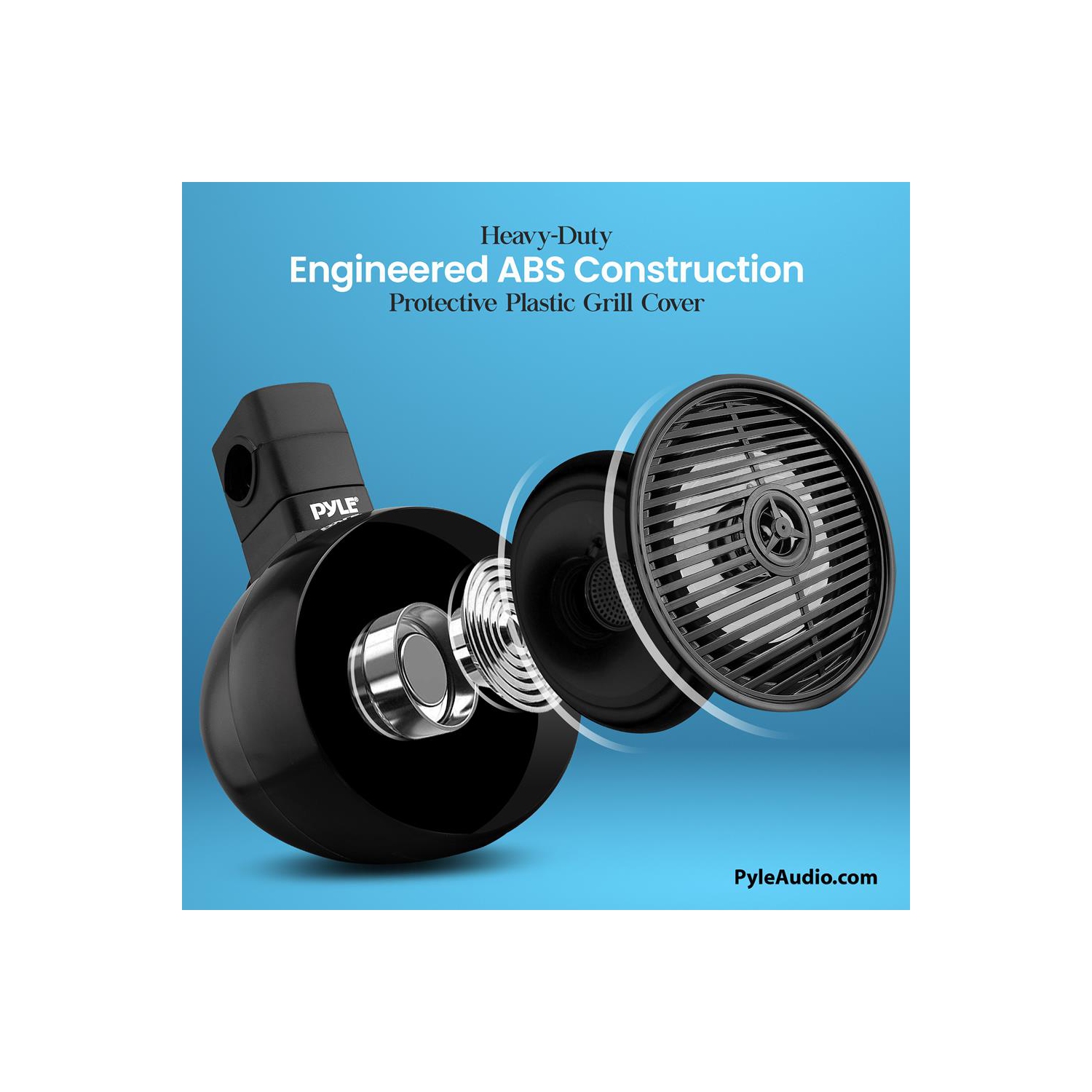 Haut-parleur nautique étanche de 6,5 po - système de mini haut-parleurs à 2 voies avec lumières à DEL intégrées, noir