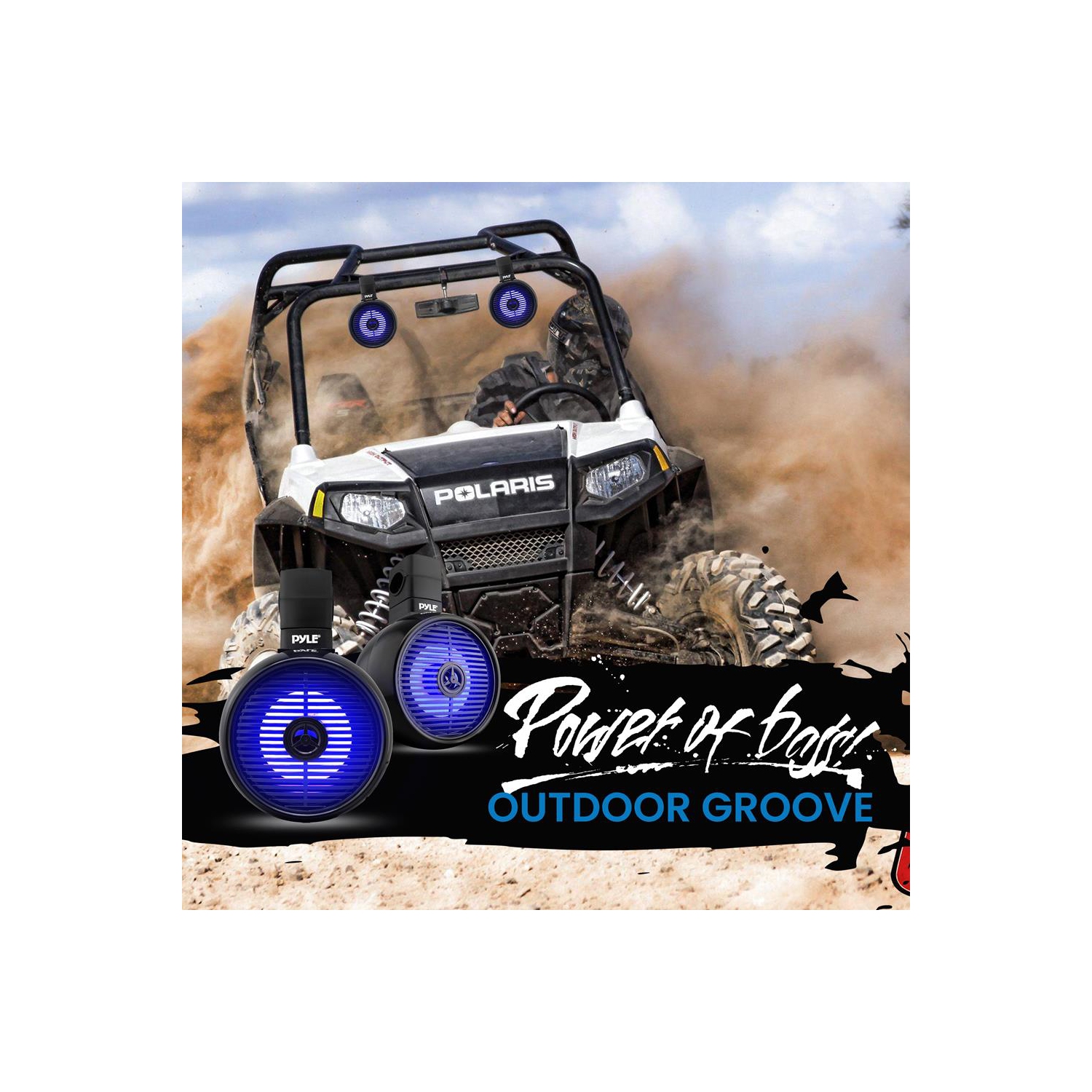 Haut-parleur nautique étanche de 6,5 po - système de mini haut-parleurs à 2 voies avec lumières à DEL intégrées, noir