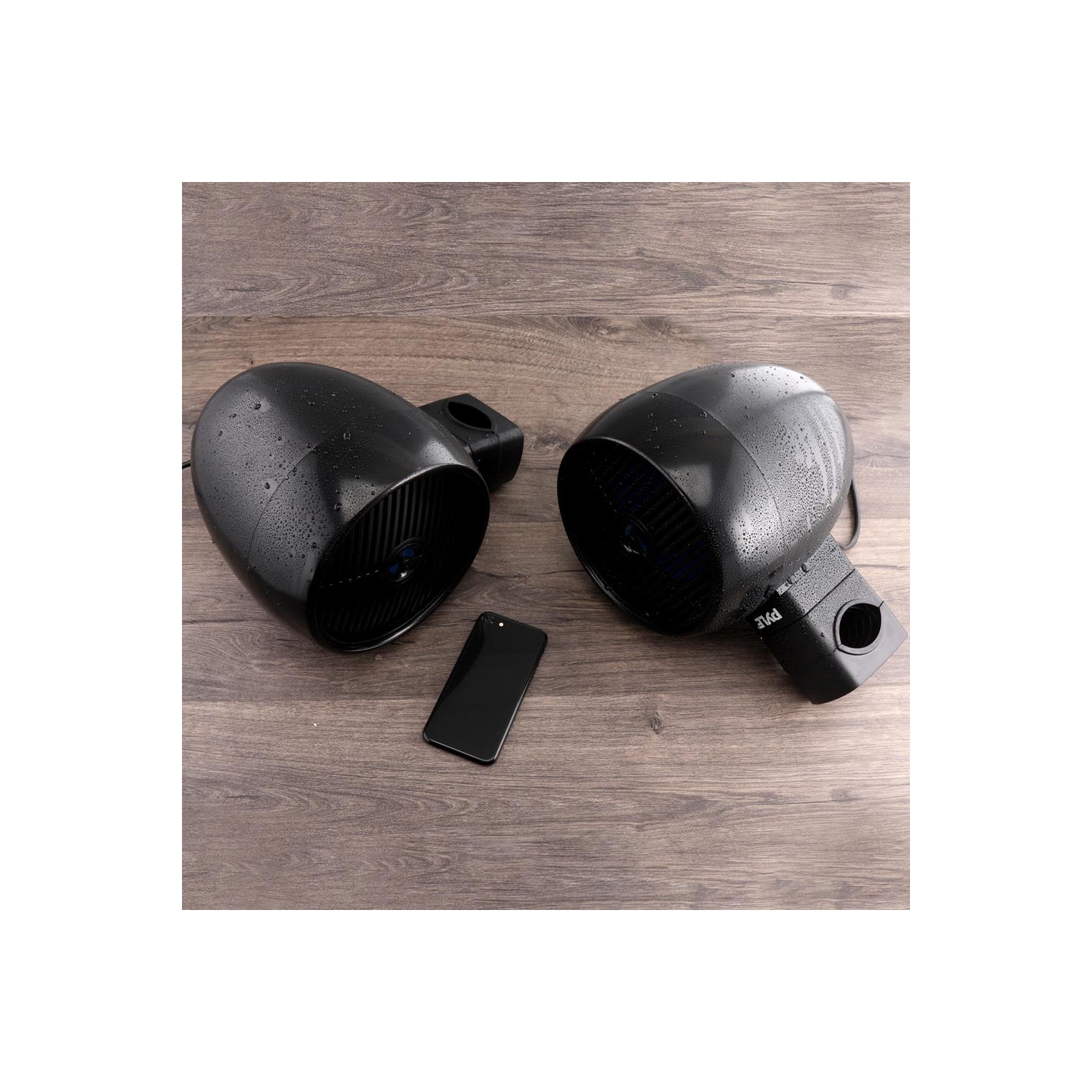 Haut-parleur nautique étanche de 6,5 po - système de mini haut-parleurs à 2 voies avec lumières à DEL intégrées, noir