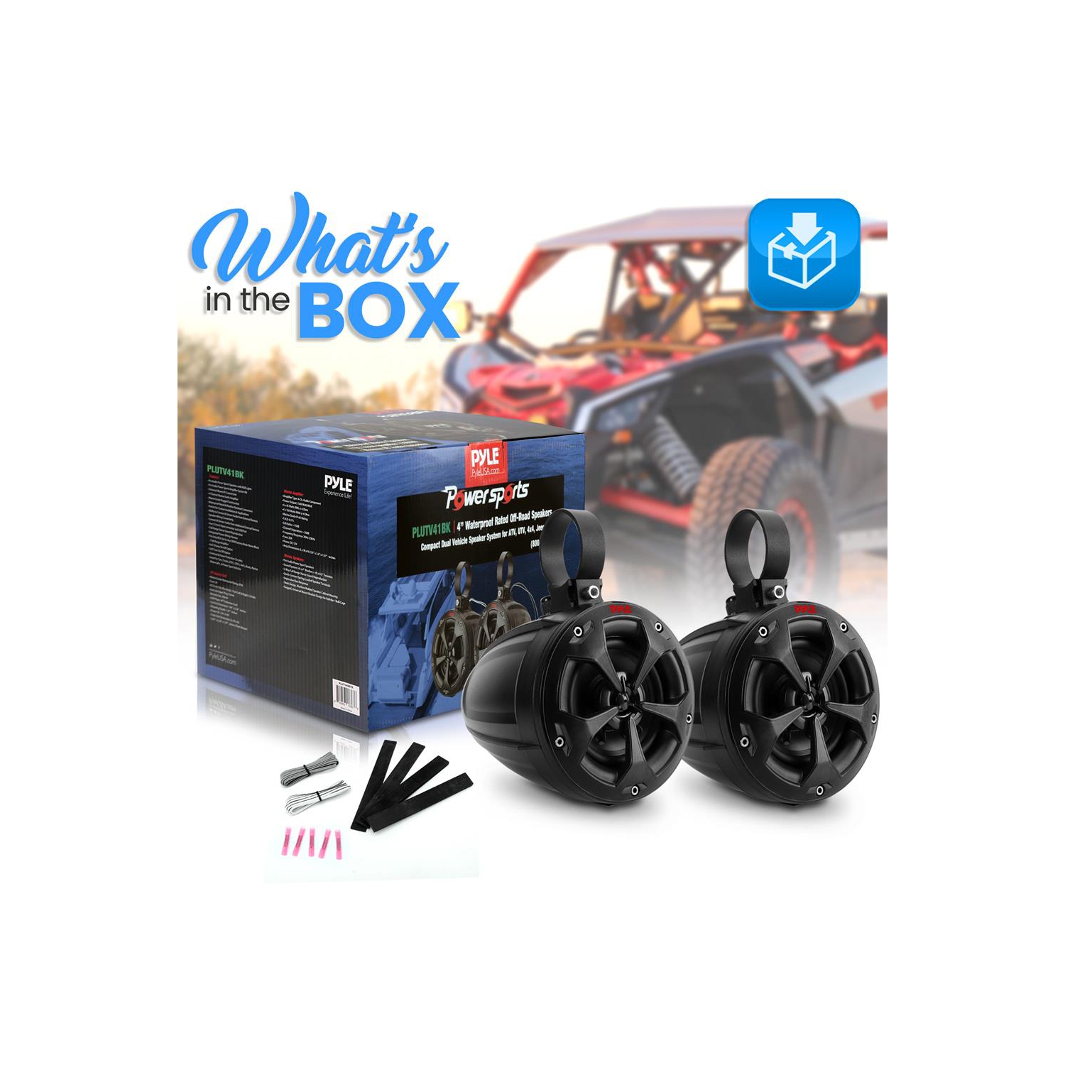 Haut-parleurs tout terrain résistants à l’eau de 4 po – système de haut-parleurs compacts pour véhicules de sports motorisés pour VTT, VUTT, 4x4, Jeep