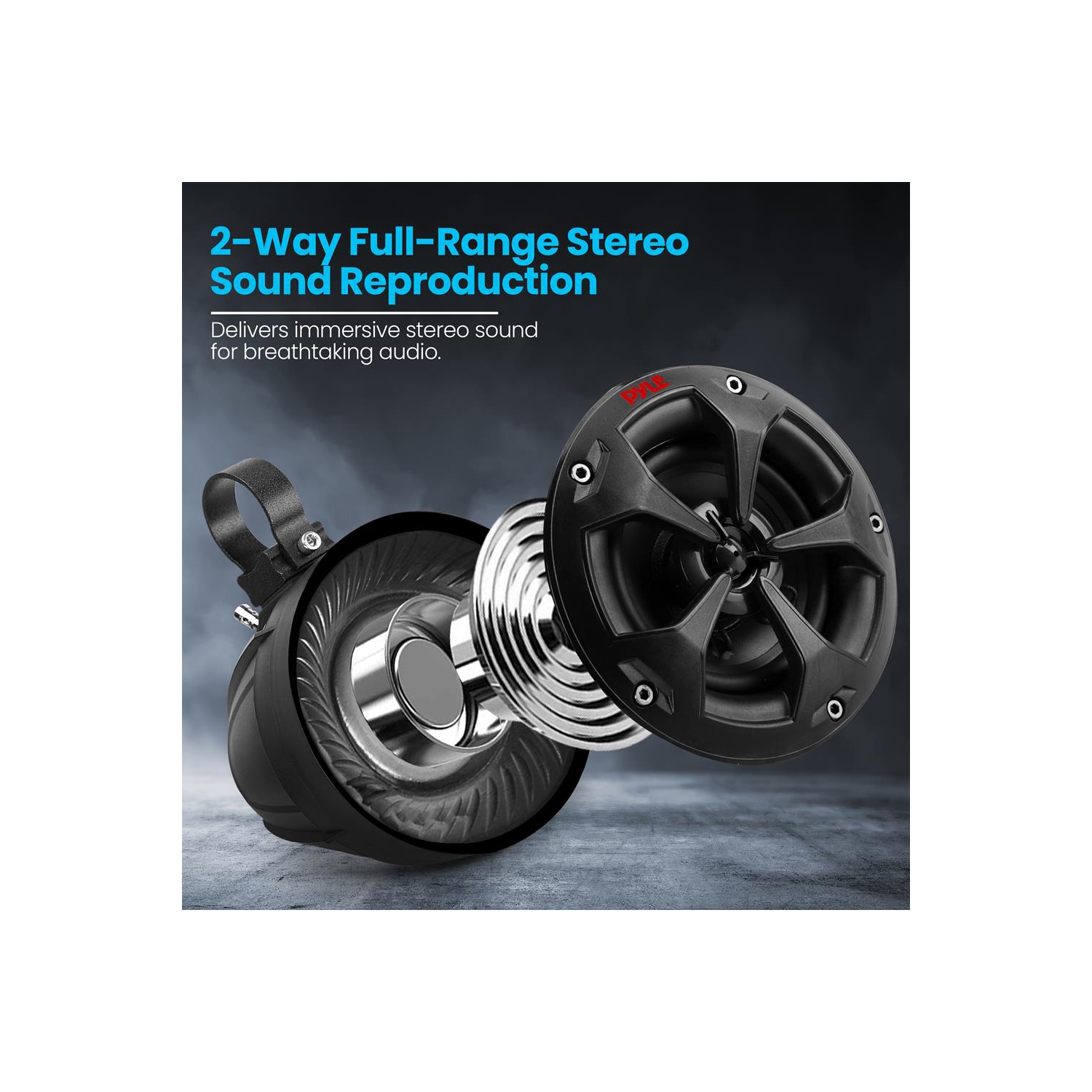 Haut-parleurs tout terrain résistants à l’eau de 4 po – système de haut-parleurs compacts pour véhicules de sports motorisés pour VTT, VUTT, 4x4, Jeep