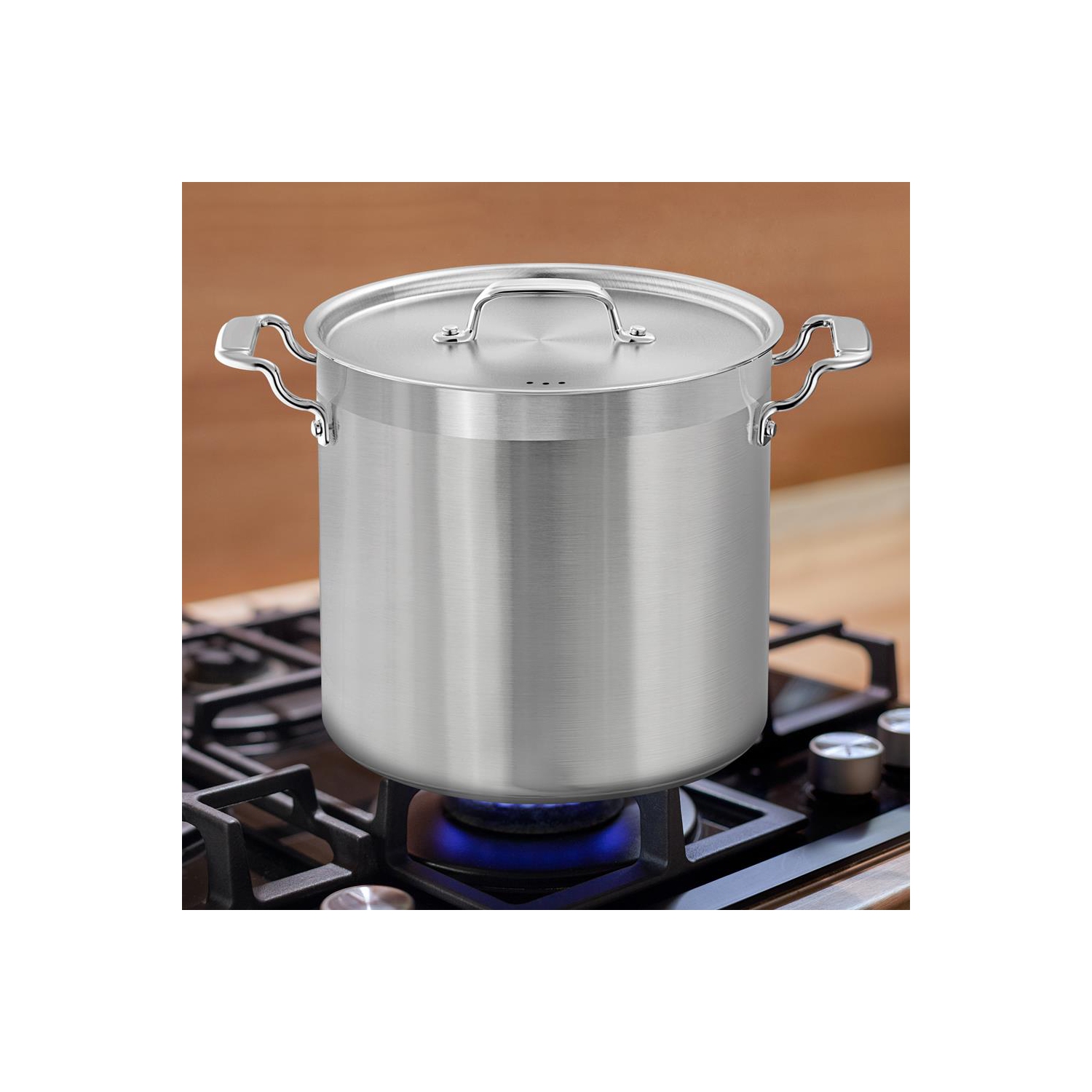 Stainless Steel Cookware Stockpot - 24 Quart, Heavy Duty Induction Pot, Soup Pot With Stainless Steel Lid
