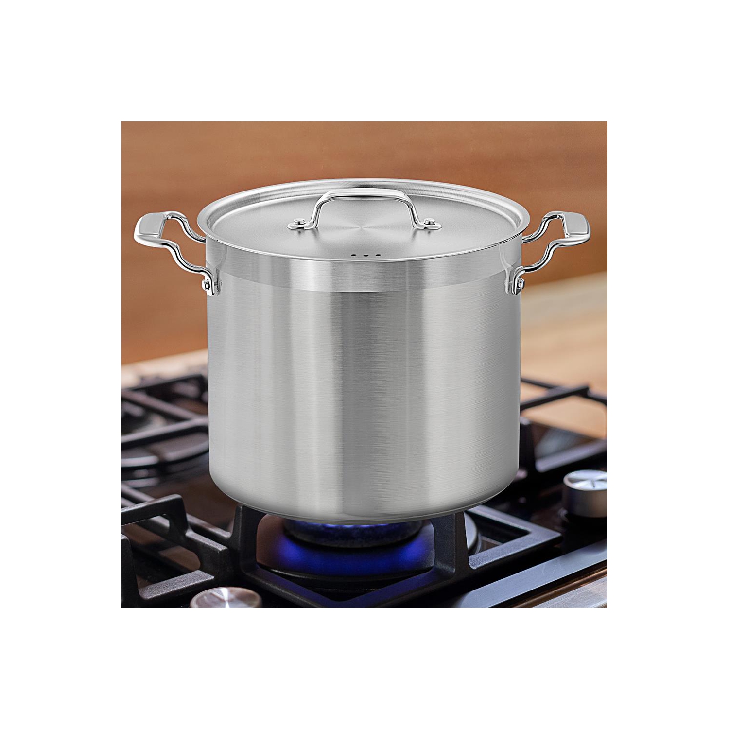 Stainless Steel Cookware Stockpot - 16 Quart, Heavy Duty Induction Pot, Soup Pot With Stainless Steel Lid
