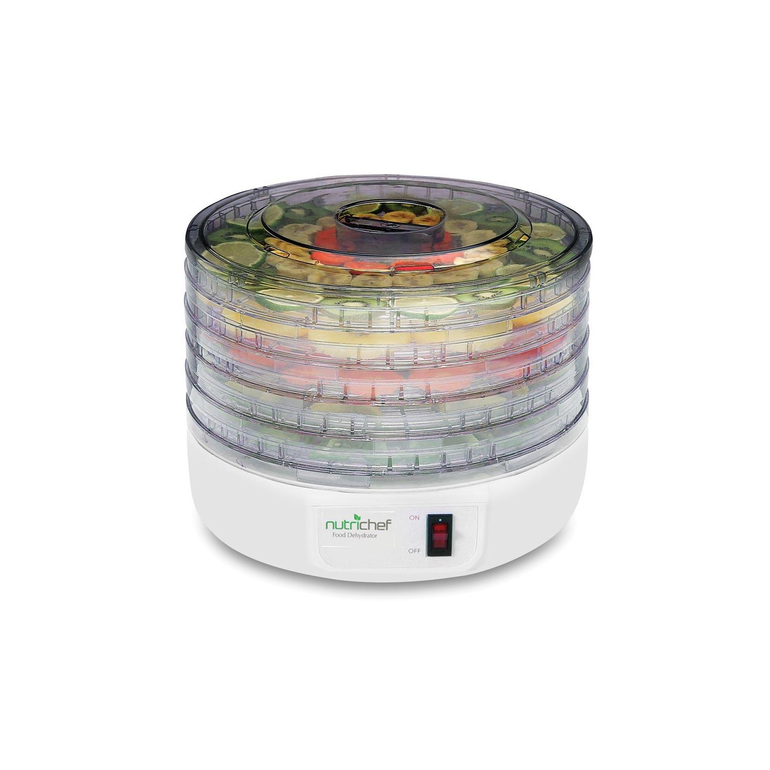 NutriChef Electric Food Dehydrator, Multi-Tier Meat & Beef Jerky, Fruit & Vegetable Dryer with 5 Stackable Trays, Easy-Clean, High-Heat Circulation,