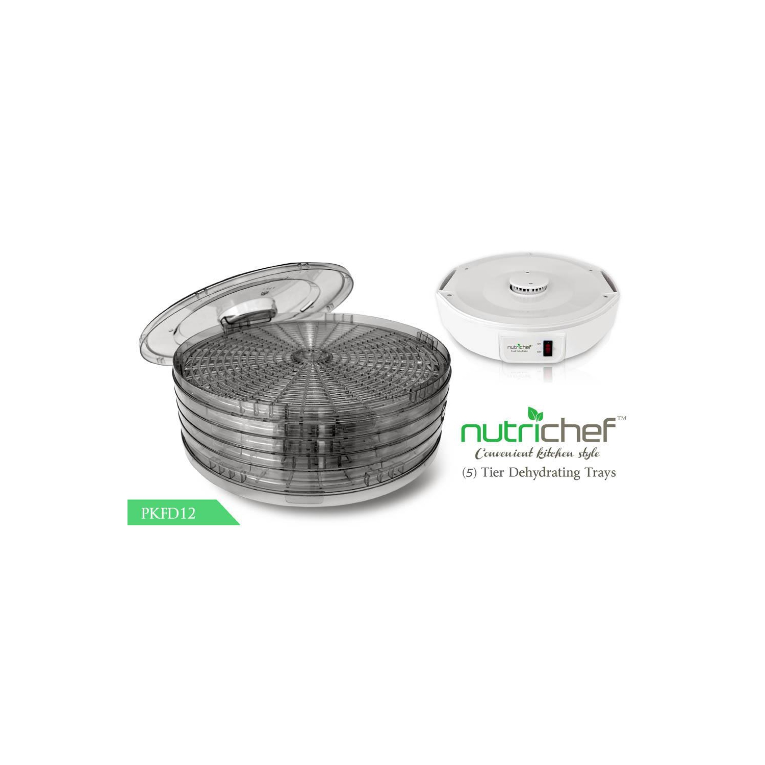 NutriChef Electric Food Dehydrator, Multi-Tier Meat & Beef Jerky, Fruit & Vegetable Dryer with 5 Stackable Trays, Easy-Clean, High-Heat Circulation,