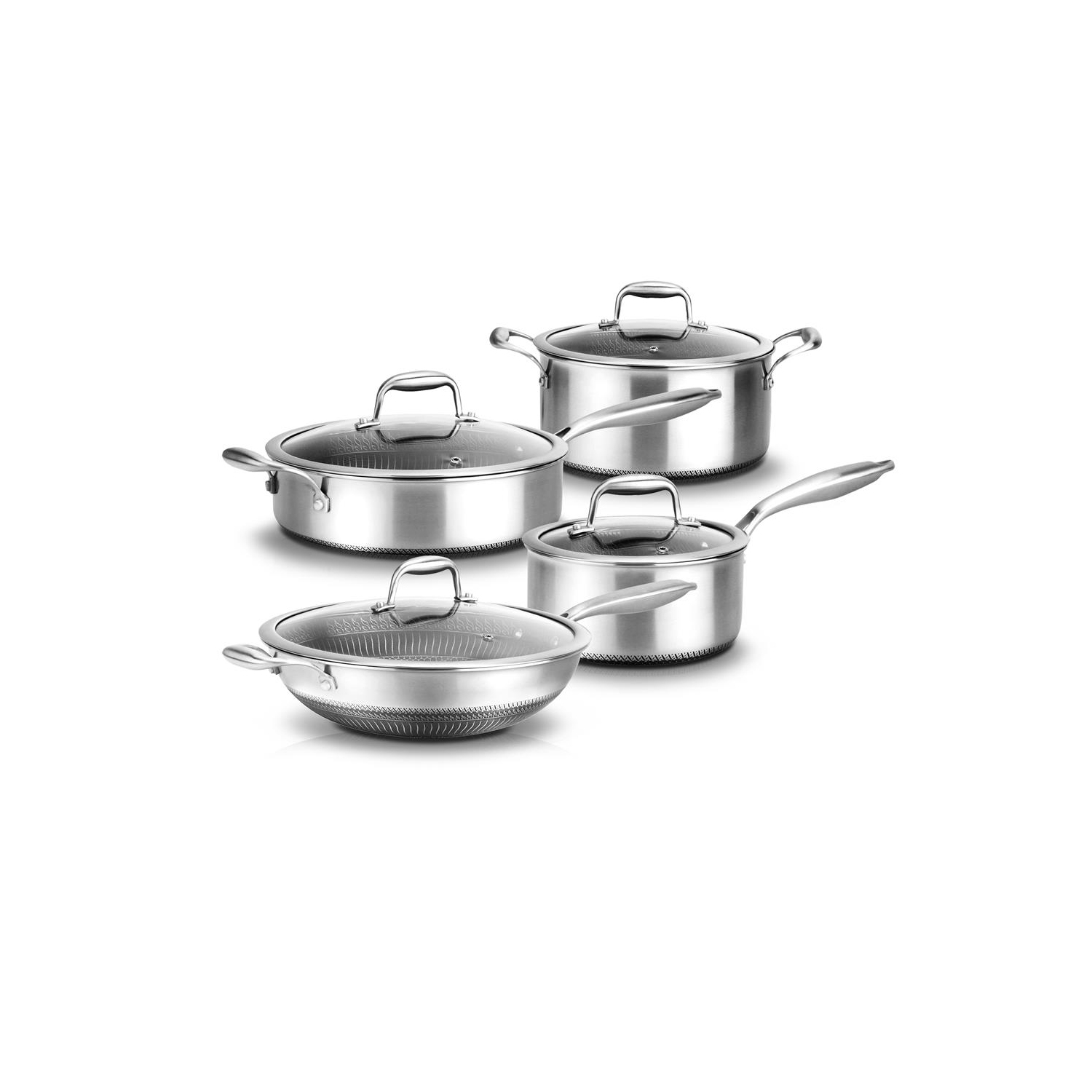 Kitchenware Pots & Pans Set - Triply Stainless Steel Cookware, Non-Stick Coating Inside and Outside