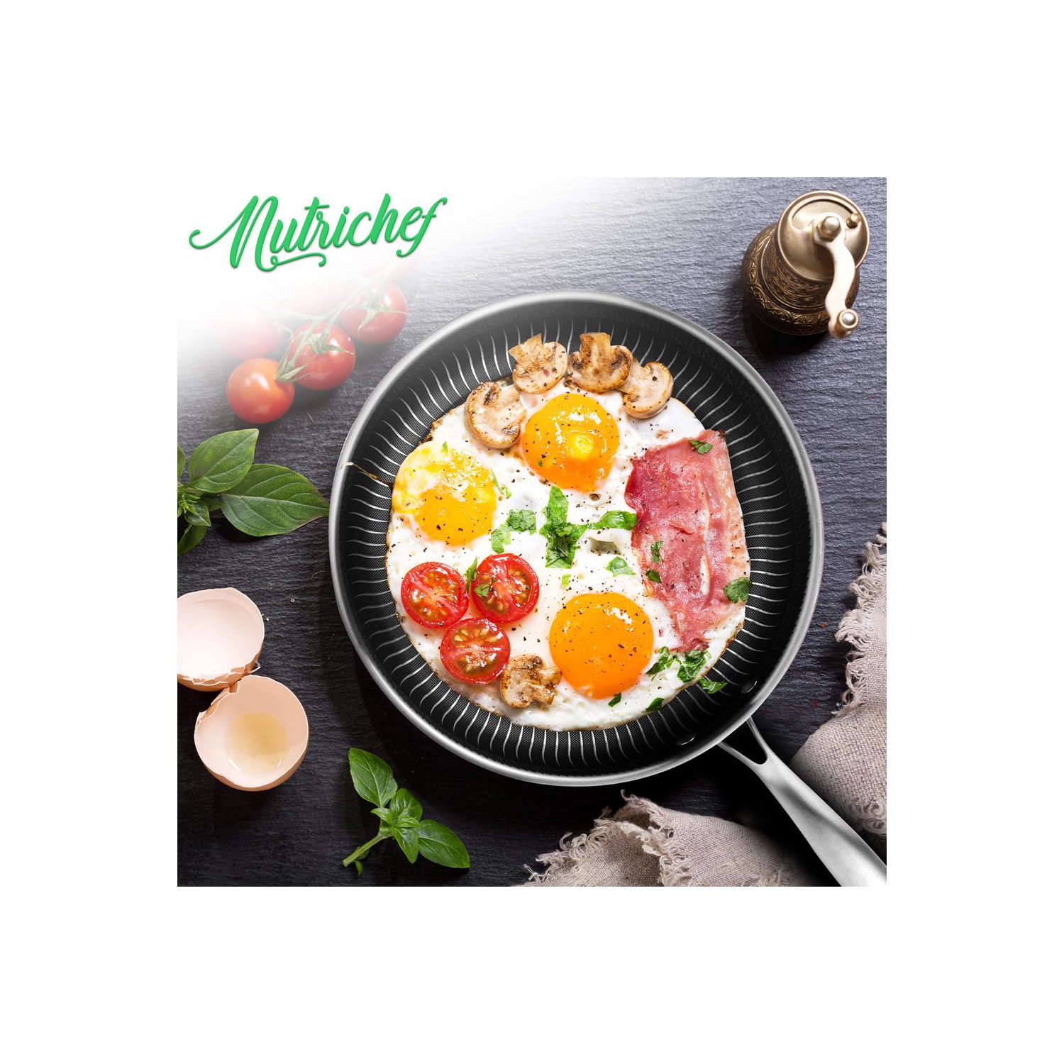 Kitchenware Pots & Pans Set - Triply Stainless Steel Cookware, Non-Stick Coating Inside and Outside