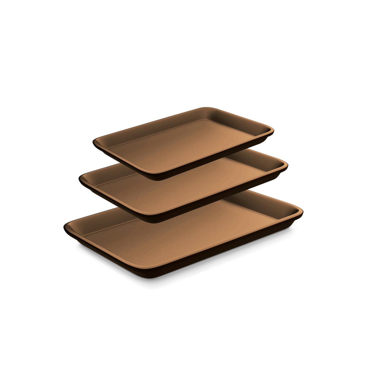 3 Pcs. Non-Stick Carbon Steel Bakeware Set - Professional Home Kitchen Bake Pan Set, PFOA, PFOS, PTFE Free