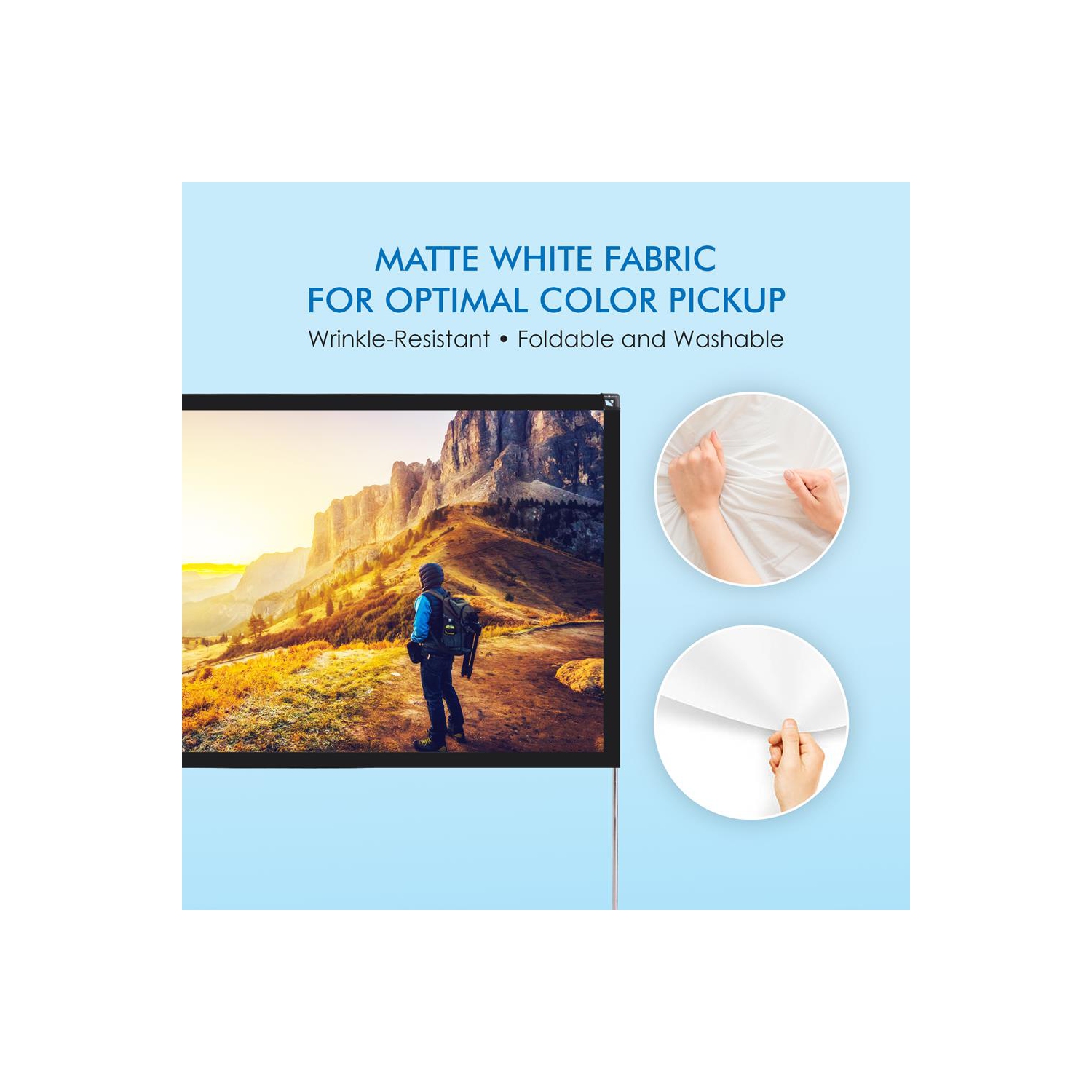 120'' Portable Outdoor Projection Screen - Lightweight Viewing Projector Display with Frame Stand, HD 16:9 Pickup Display